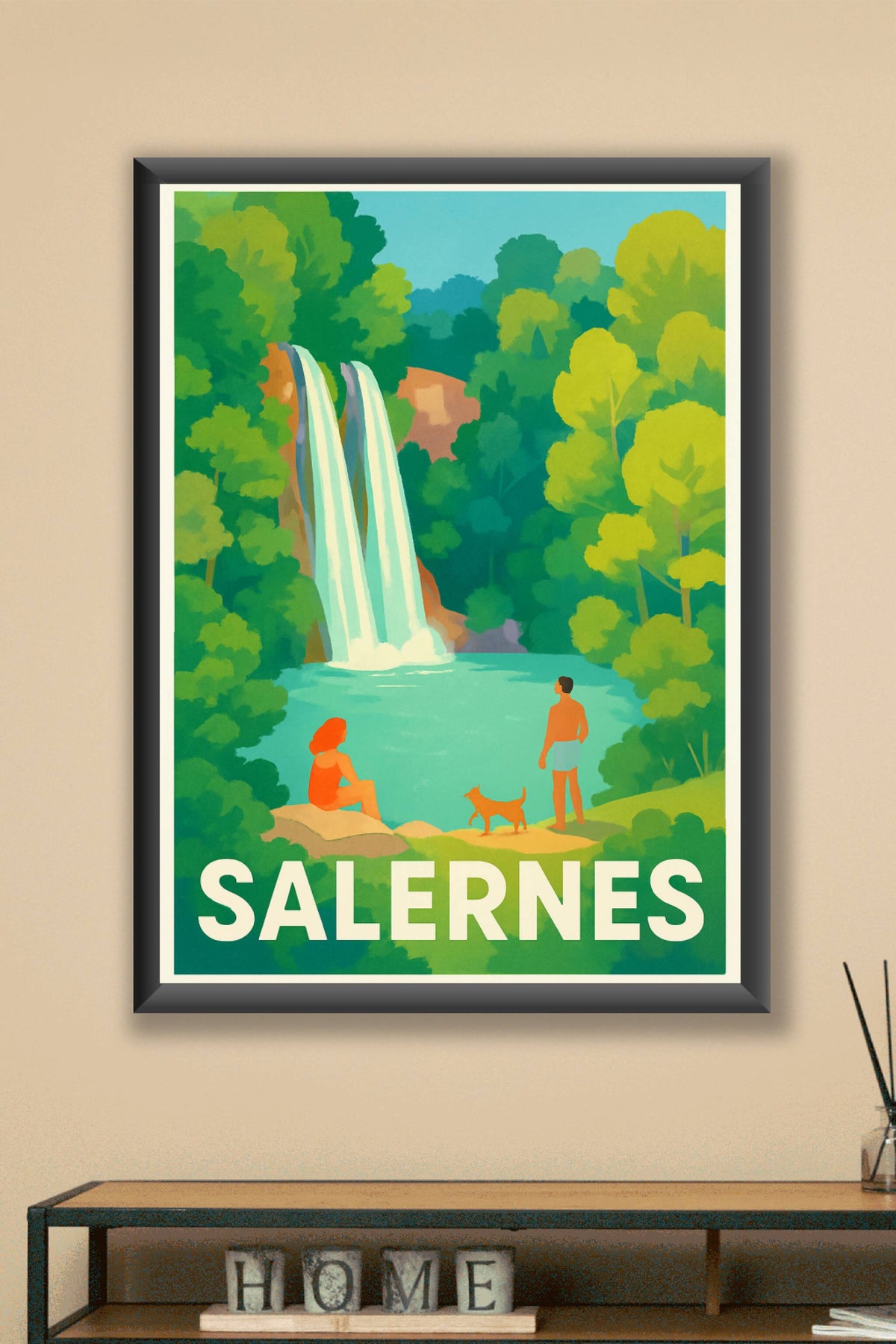 Affiche Salernes — Évasion nature et cascade rafraîchissante · poster d'art de Salernes
