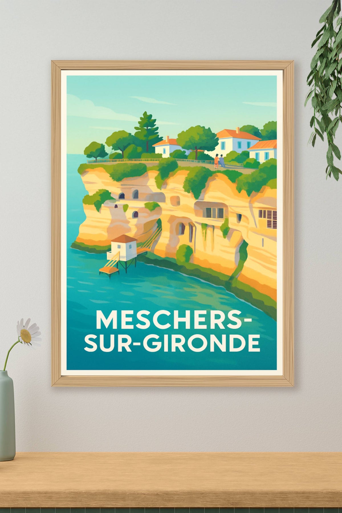Affiche Meschers-sur-Gironde — Le charme côtier des falaises sculptées · poster d'art de Meschers-sur-Gironde