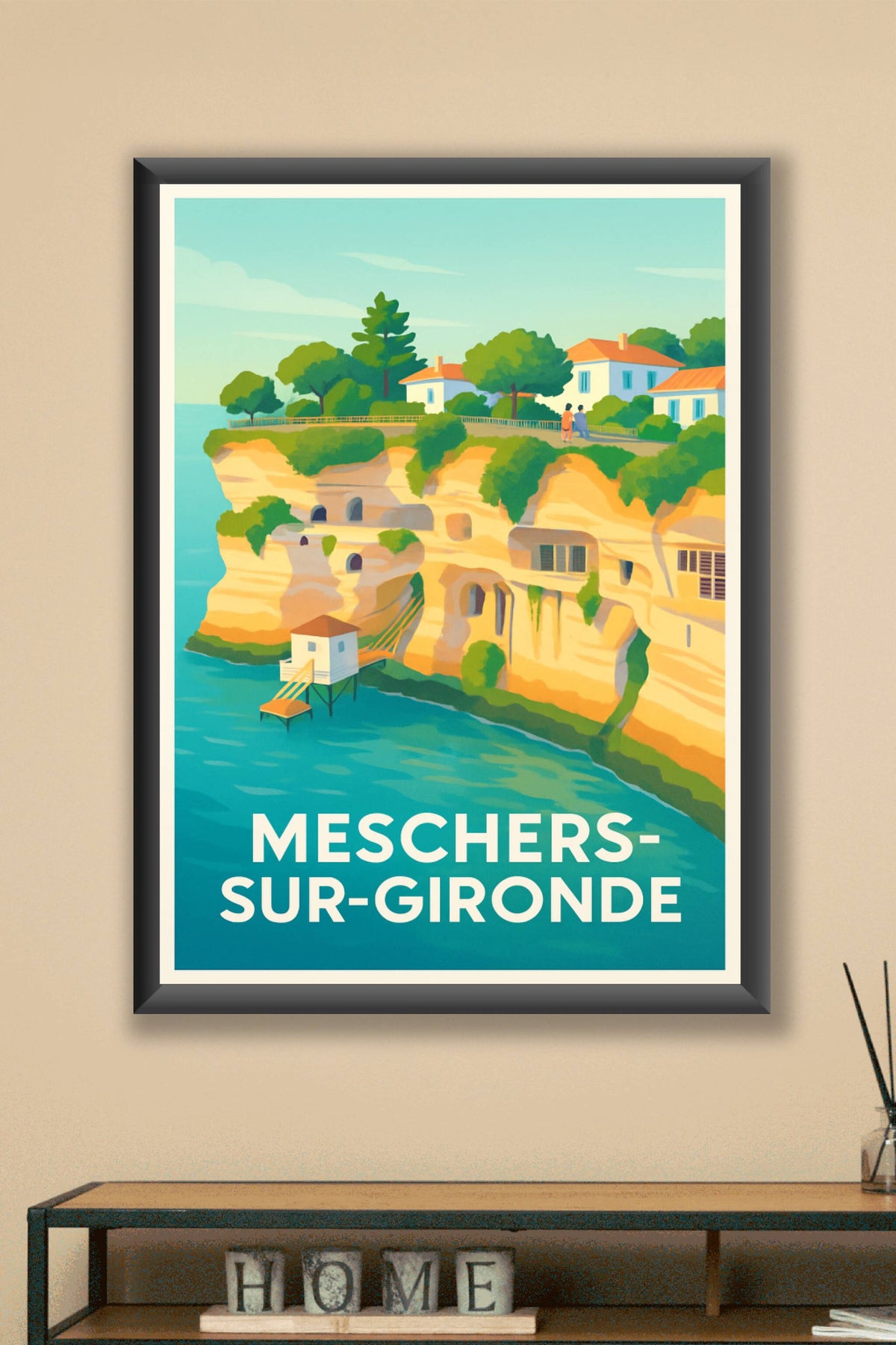 Affiche Meschers-sur-Gironde — Le charme côtier des falaises sculptées · poster d'art de Meschers-sur-Gironde