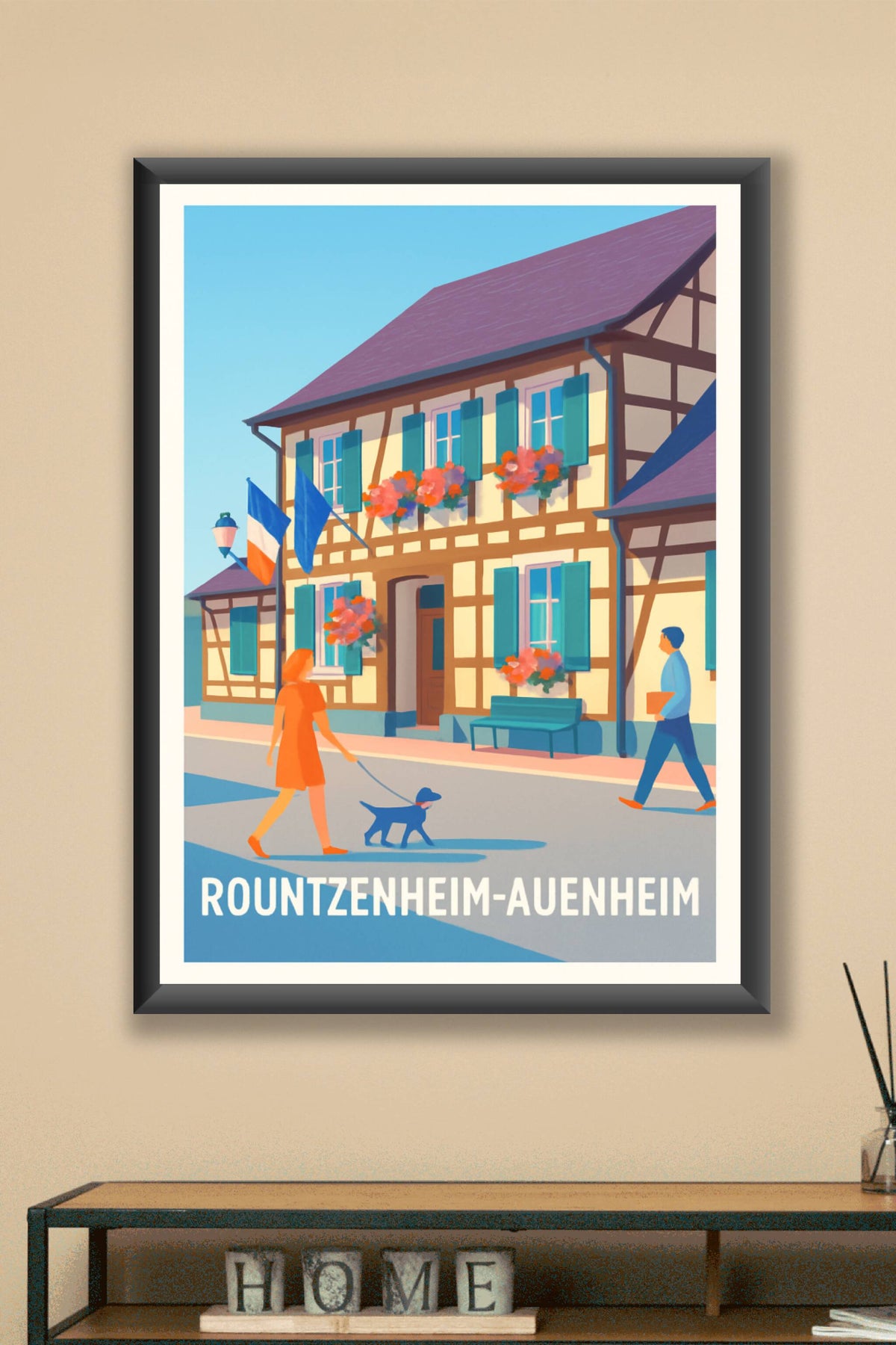 Affiche Rountzenheim-Auenheim — Charme et douceur de vie alsacienne · poster d'art de Rountzenheim-Auenheim