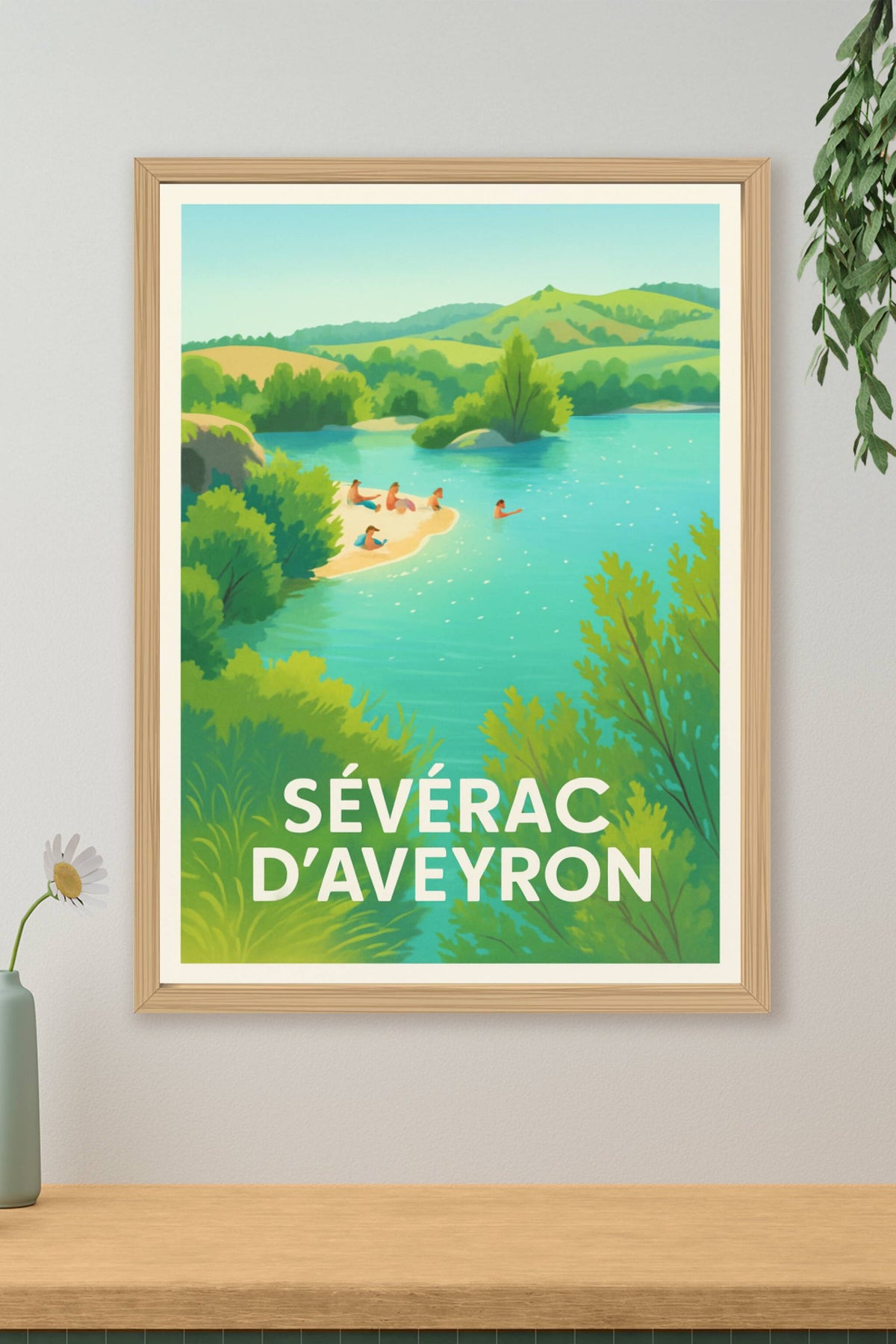 Affiche Séverac d'Aveyron — Évasion au bord de l'eau · poster d'art de Séverac d'Aveyron