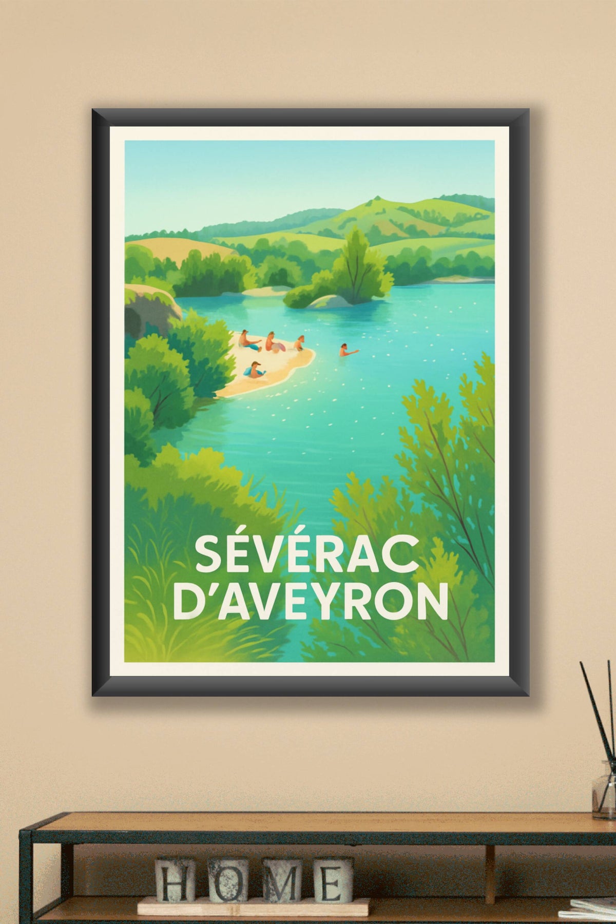 Affiche Séverac d'Aveyron — Évasion au bord de l'eau · poster d'art de Séverac d'Aveyron