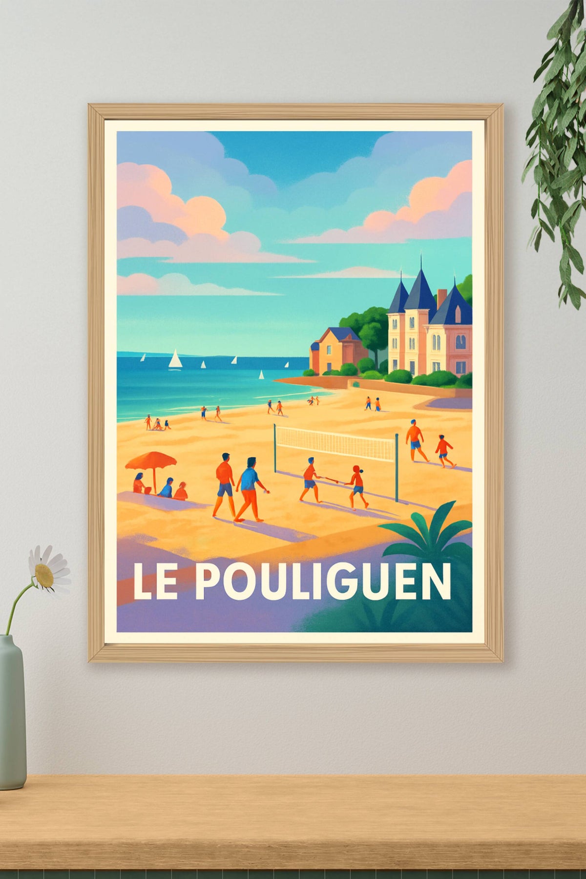 Affiche Le Pouliguen — Ambiance estivale sur la plage · poster d'art de Le Pouliguen