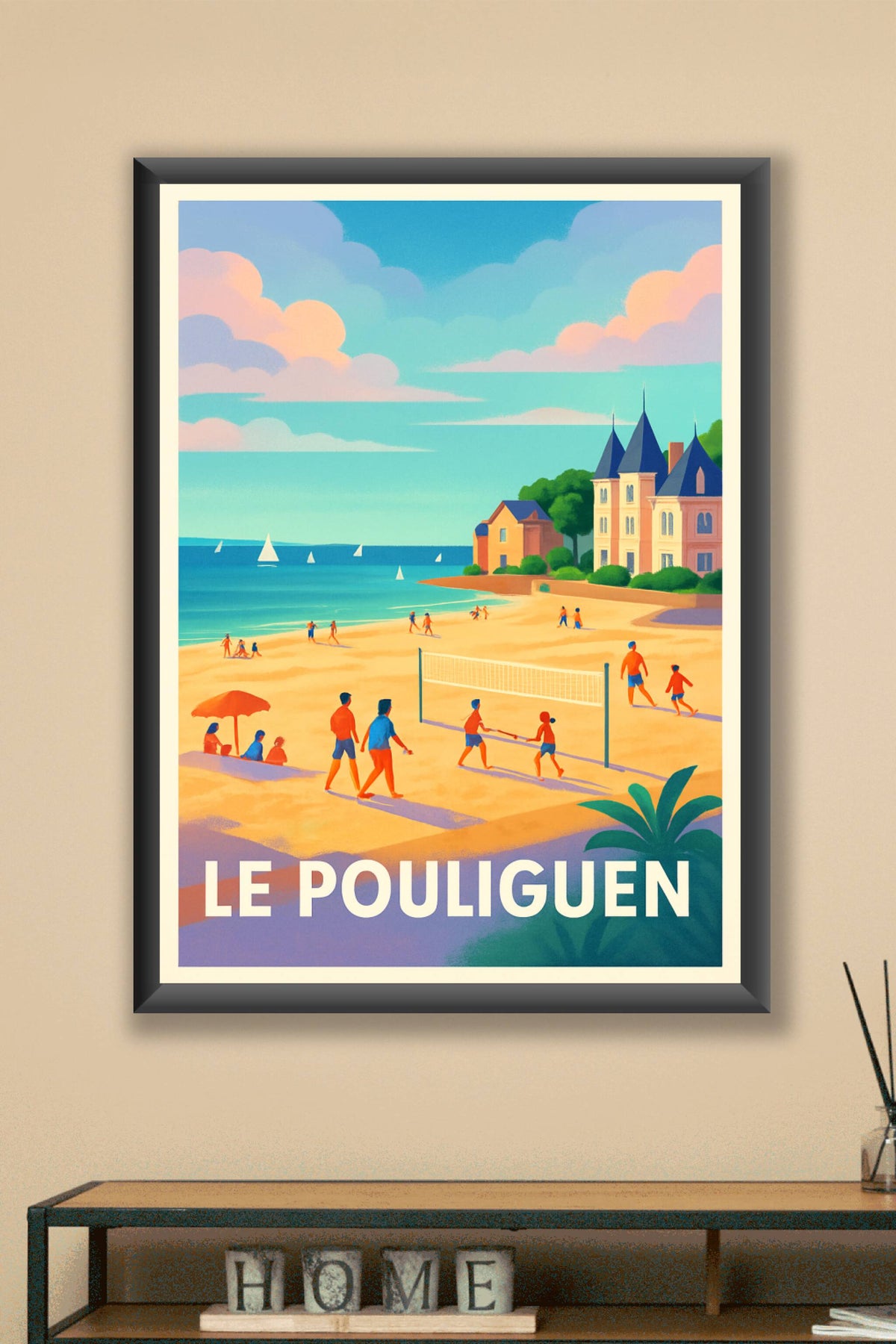 Affiche Le Pouliguen — Ambiance estivale sur la plage · poster d'art de Le Pouliguen