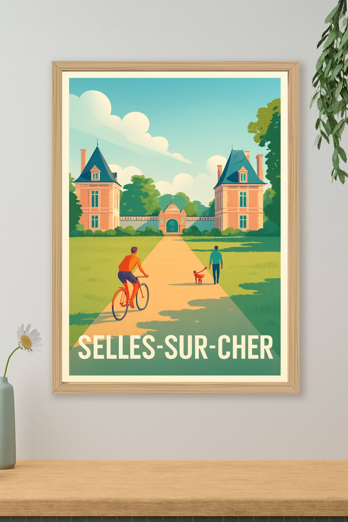 Affiche Selles-sur-Cher — Escapade champêtre au château · poster d'art de Selles-sur-Cher
