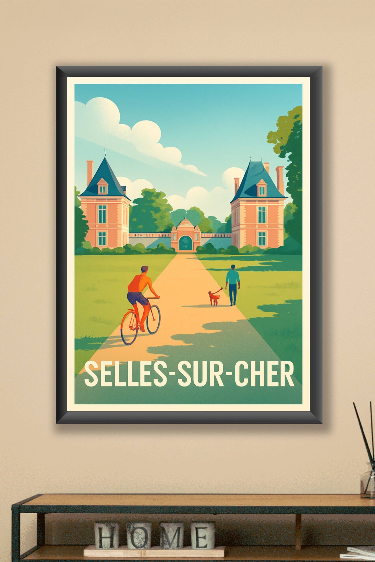 Affiche Selles-sur-Cher — Escapade champêtre au château · poster d'art de Selles-sur-Cher