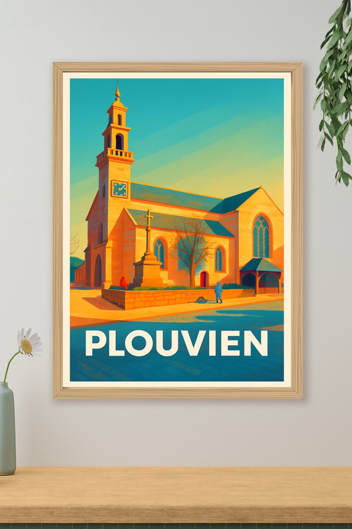 Affiche Plouvien — Éclat chaleureux de la chapelle locale · poster d'art de Plouvien