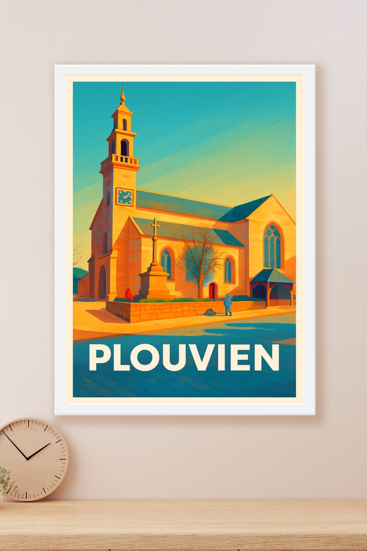Affiche Plouvien — Éclat chaleureux de la chapelle locale · poster d'art de Plouvien