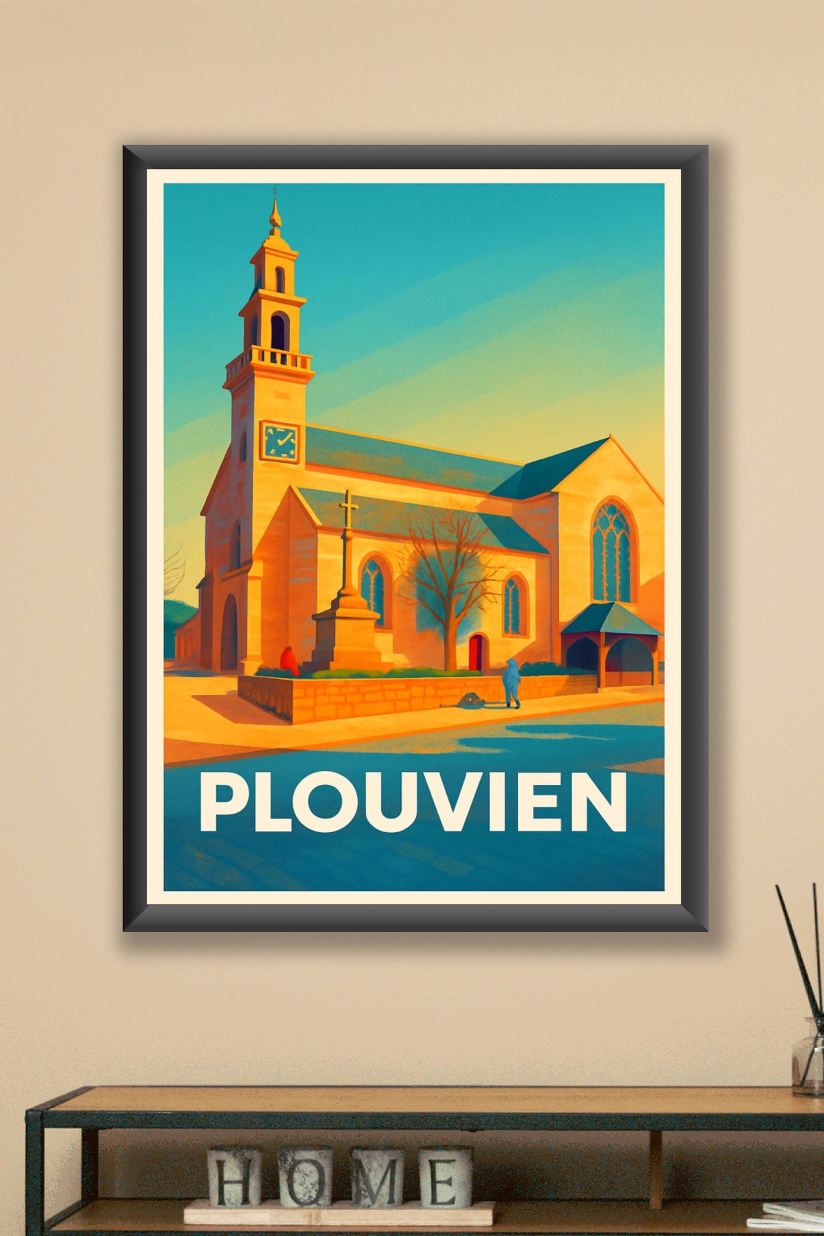 Affiche Plouvien — Éclat chaleureux de la chapelle locale · poster d'art de Plouvien