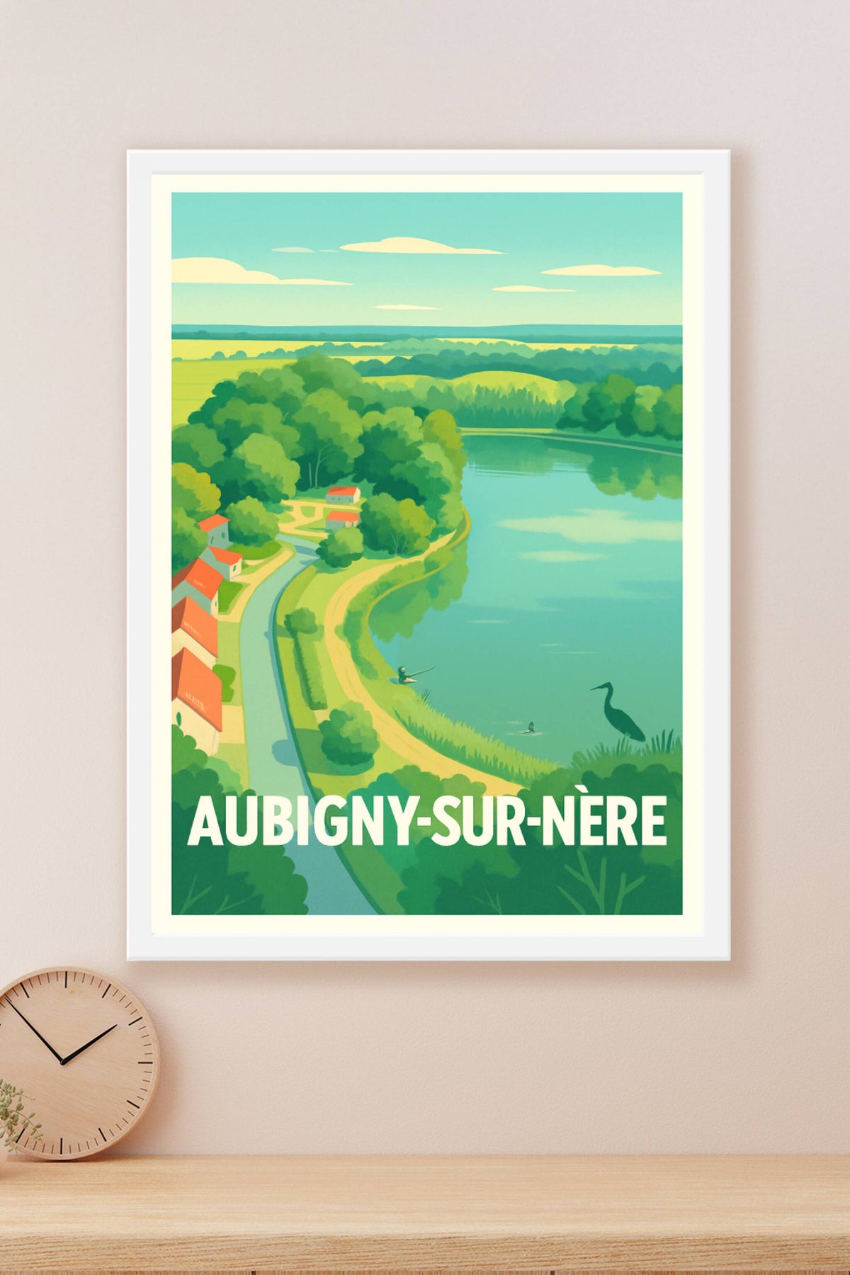 Affiche Aubigny-sur-Nère — Sérénité au bord de l'eau · poster d'art de Aubigny-sur-Nère