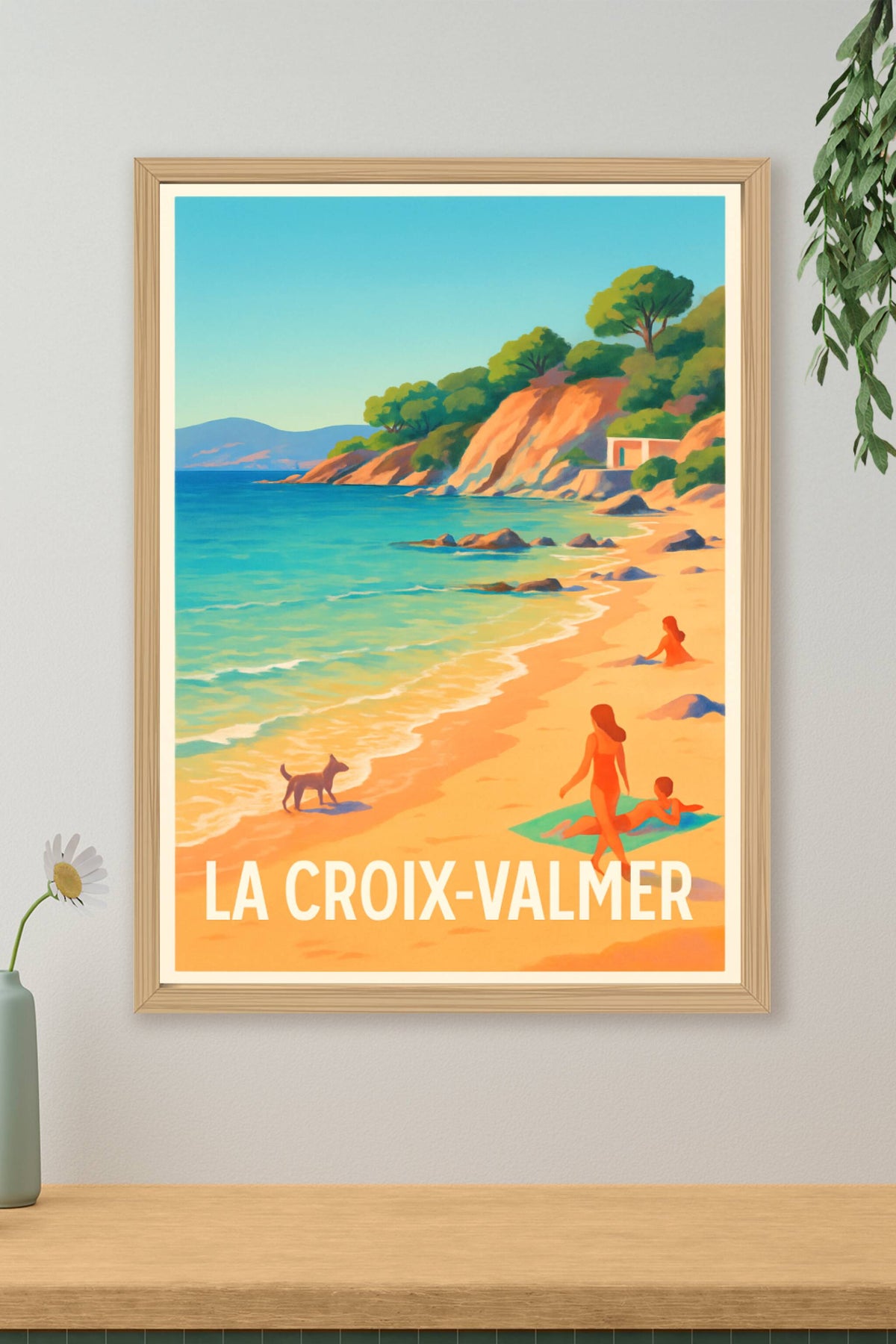 Affiche La Croix-Valmer — Plage et douceur de vivre méditerranéenne · poster d'art de La Croix-Valmer