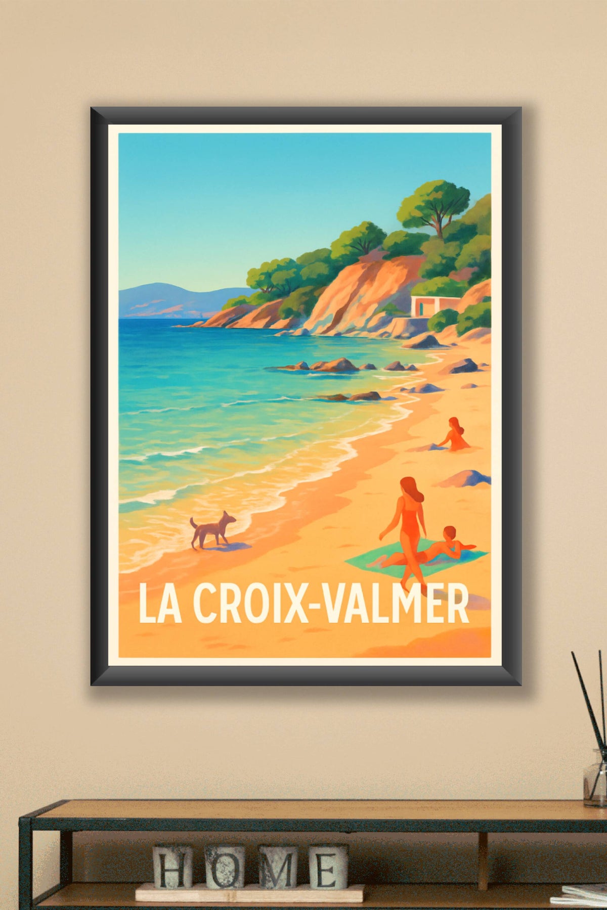 Affiche La Croix-Valmer — Plage et douceur de vivre méditerranéenne · poster d'art de La Croix-Valmer