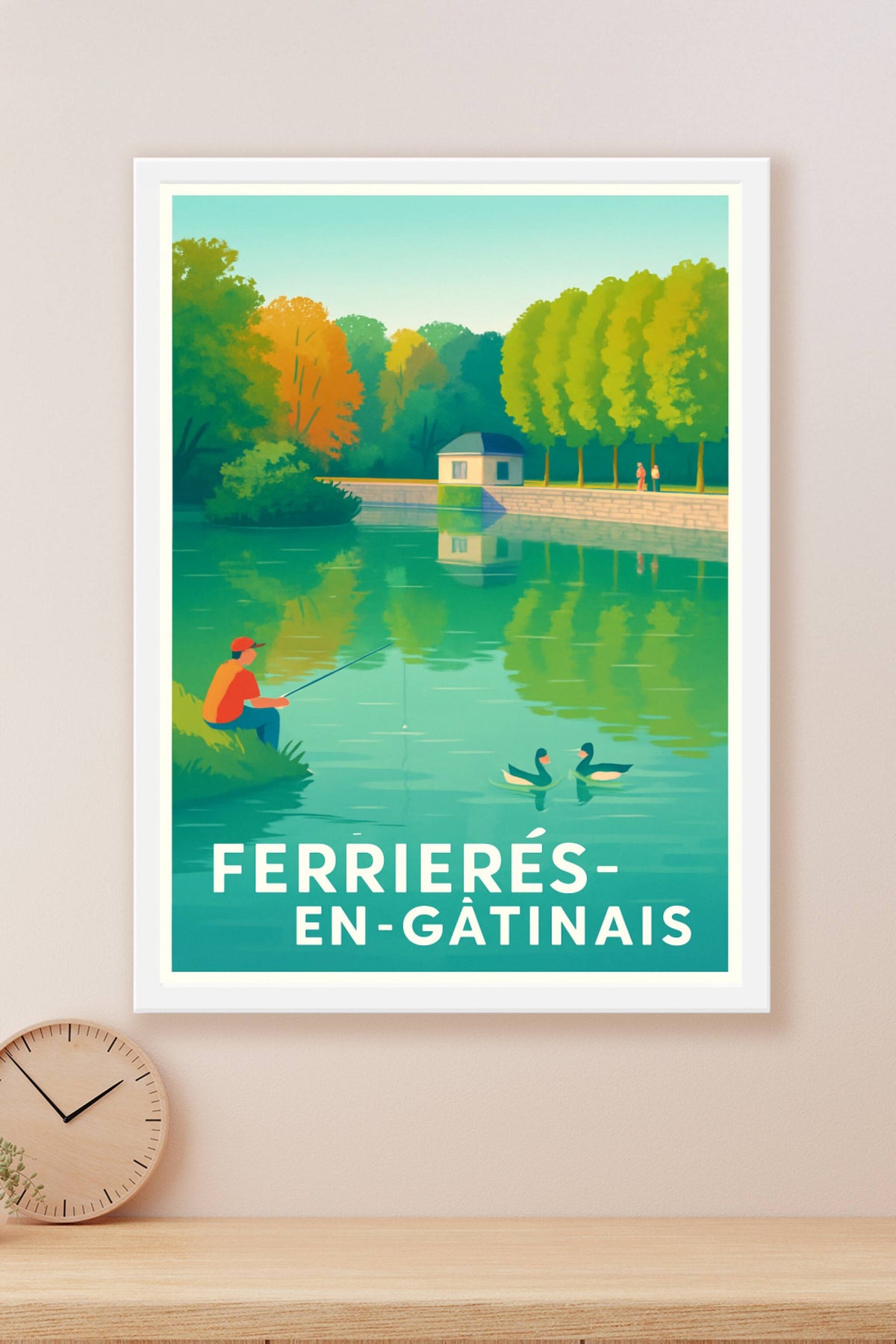Affiche Ferrières-en-Gâtinais — Sérénité au fil de l'eau · poster d'art de Ferrières-en-Gâtinais