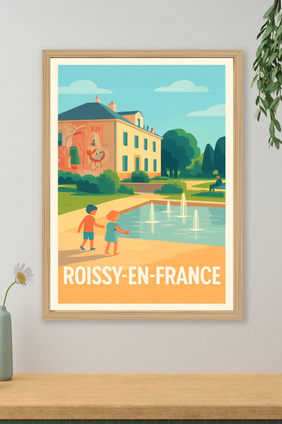 Affiche Roissy-en-France — Ambiance paisible au jardin public · poster d'art de Roissy-en-France