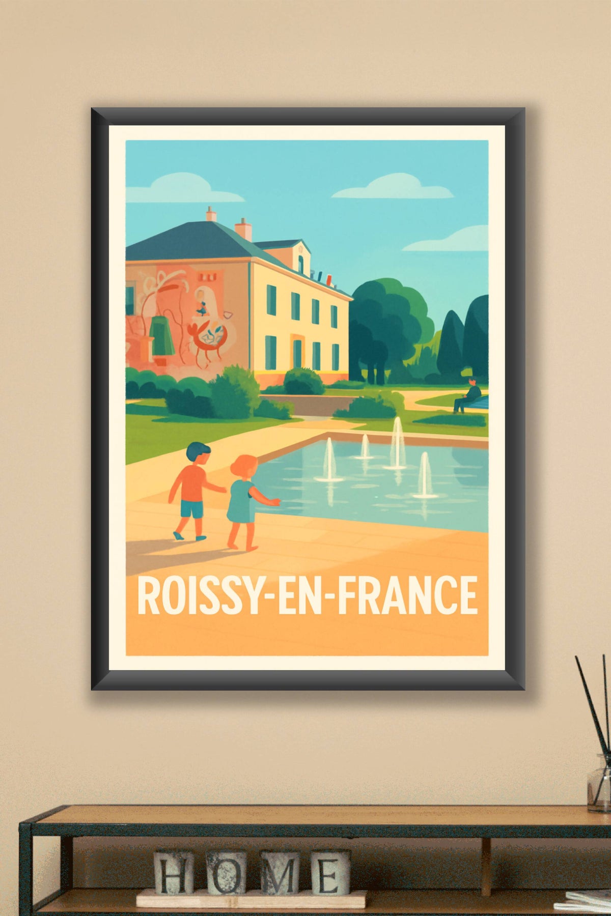 Affiche Roissy-en-France — Ambiance paisible au jardin public · poster d'art de Roissy-en-France