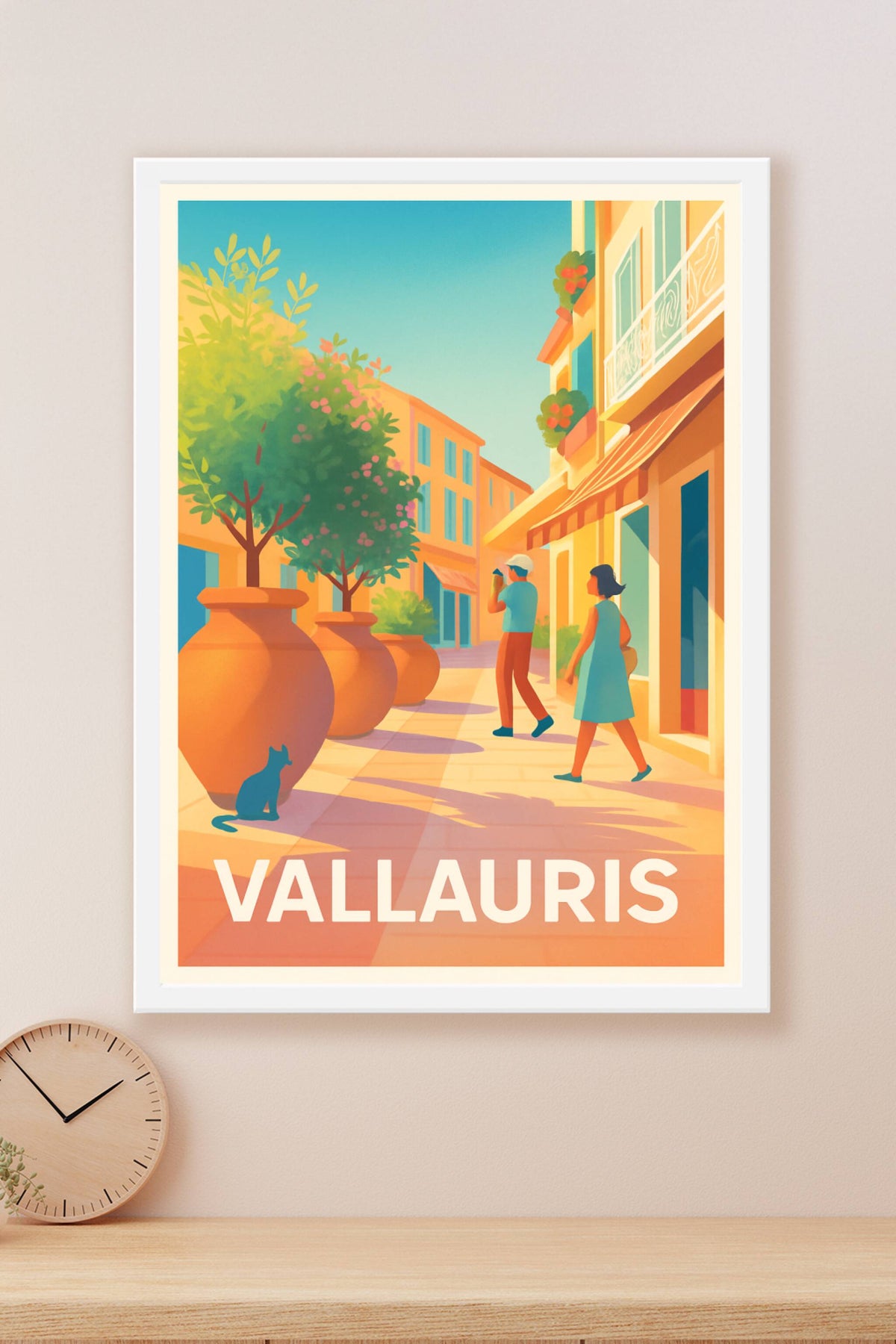 Affiche Vallauris — Promenade ensoleillée au cœur de la ville · poster d'art de Vallauris