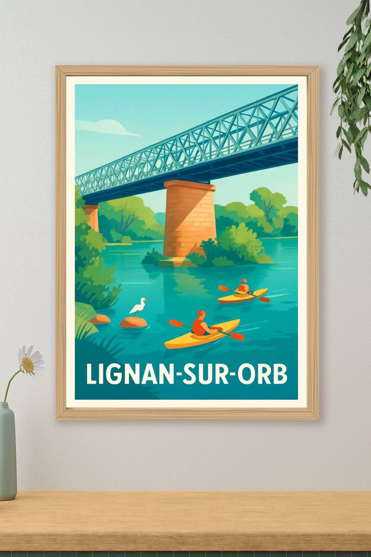 Affiche Lignan-sur-Orb — Évasion au fil de l'eau · poster d'art de Lignan-sur-Orb
