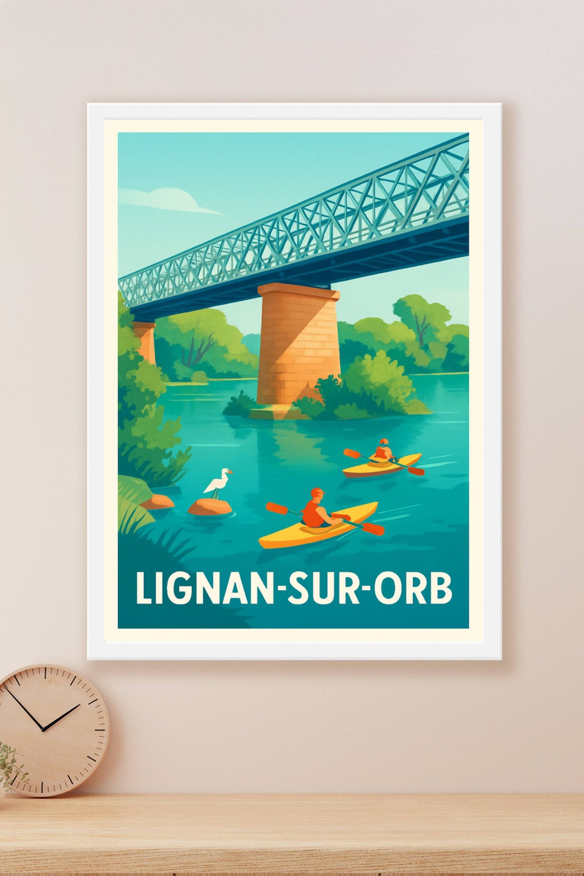 Affiche Lignan-sur-Orb — Évasion au fil de l'eau · poster d'art de Lignan-sur-Orb