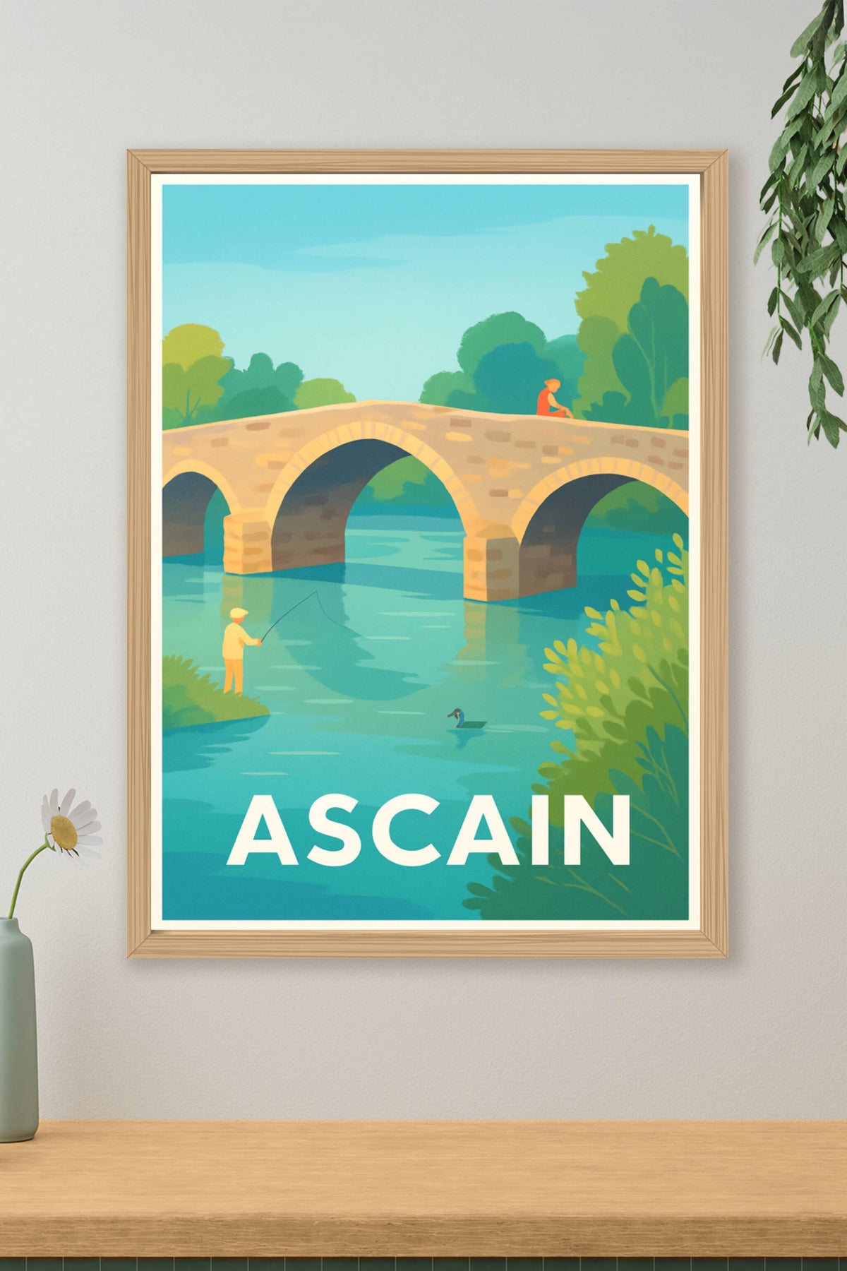 Affiche Ascain — Sérénité et nature au fil de l'eau · poster d'art de Ascain