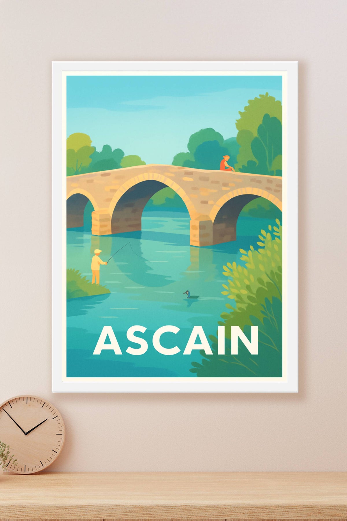 Affiche Ascain — Sérénité et nature au fil de l'eau · poster d'art de Ascain