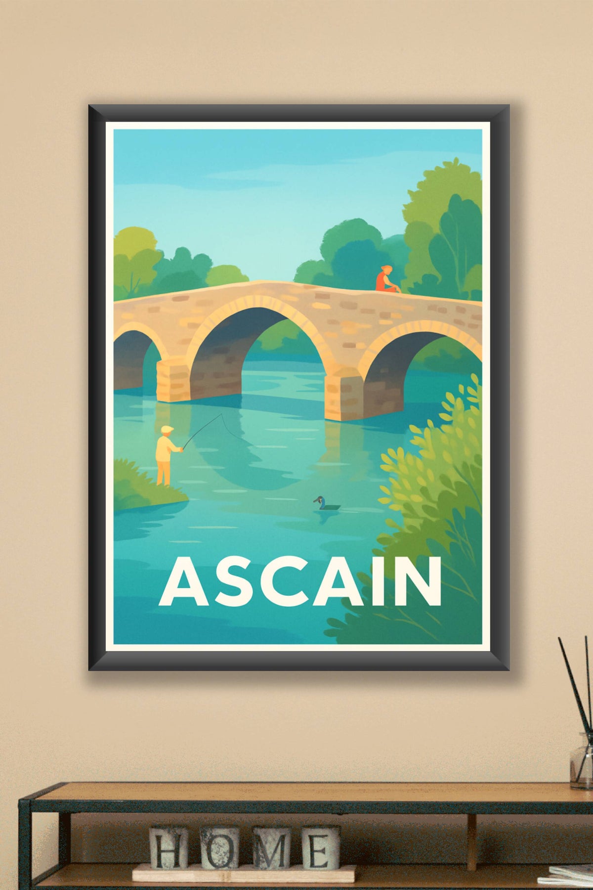 Affiche Ascain — Sérénité et nature au fil de l'eau · poster d'art de Ascain