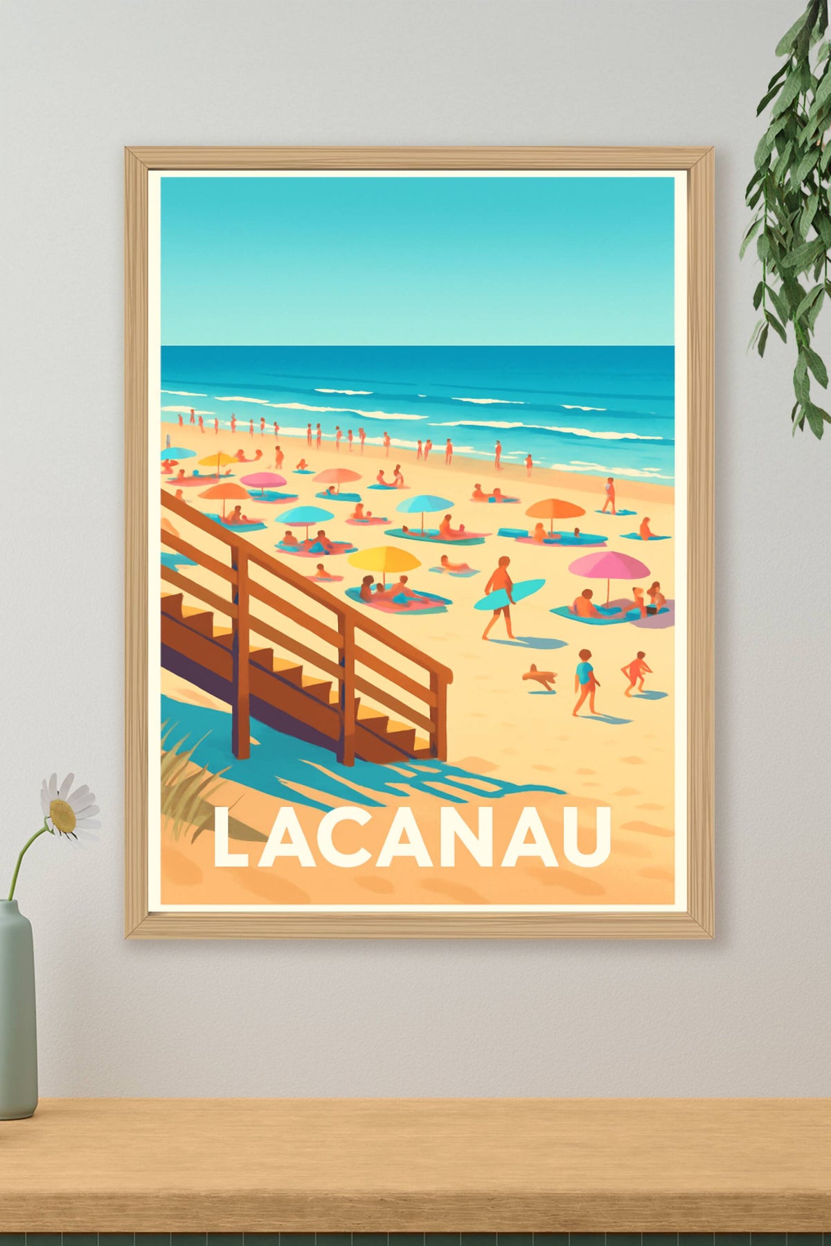 Affiche Lacanau — Escapade ensoleillée sur la plage · poster d'art de Lacanau