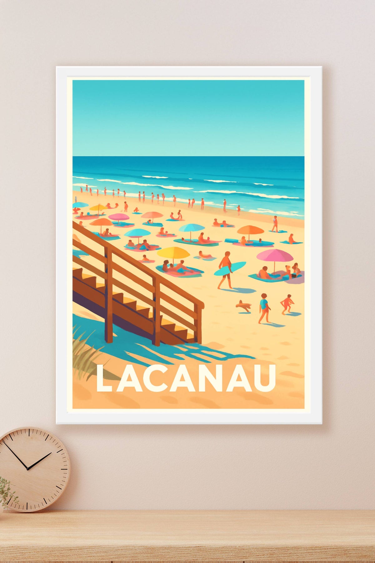 Affiche Lacanau — Escapade ensoleillée sur la plage · poster d'art de Lacanau