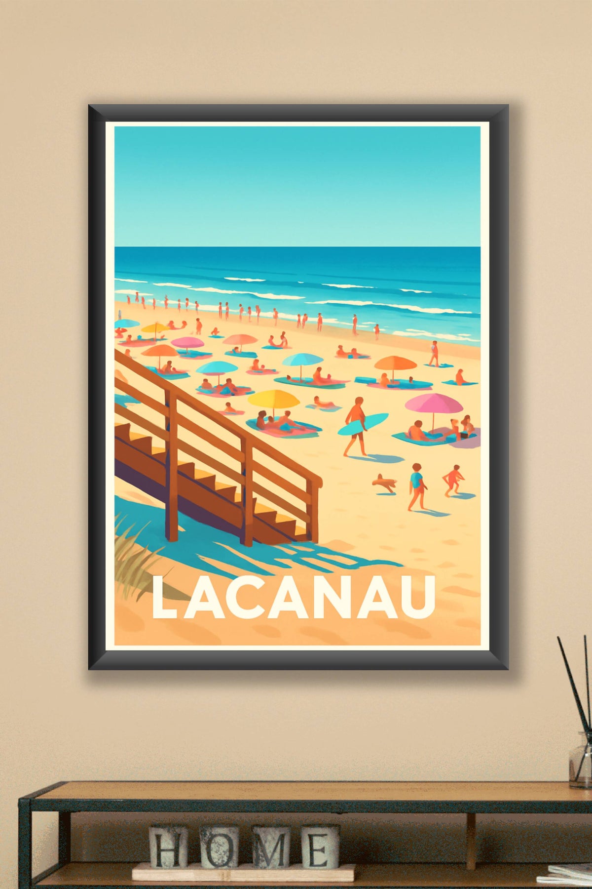 Affiche Lacanau — Escapade ensoleillée sur la plage · poster d'art de Lacanau