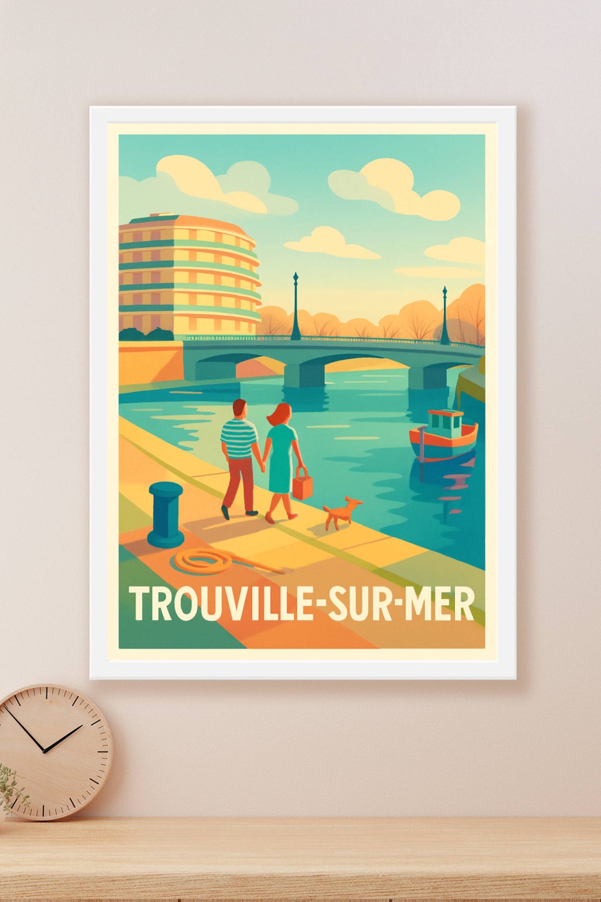Affiche Trouville-sur-Mer — Promenade au bord de l'eau · poster d'art de Trouville-sur-Mer