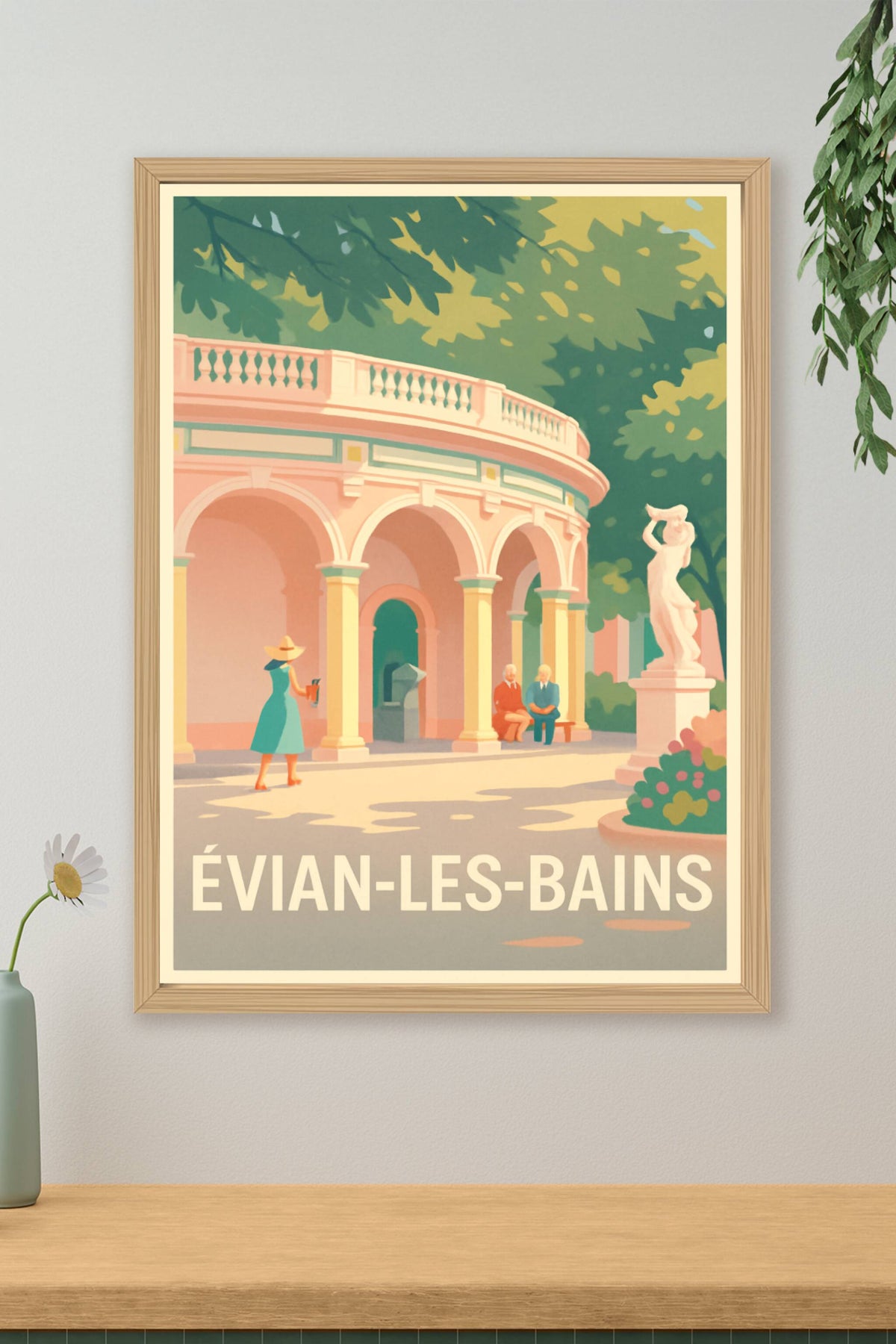 Affiche Évian-les-Bains — Élégance et sérénité au cœur du parc · poster d'art de Évian-les-Bains