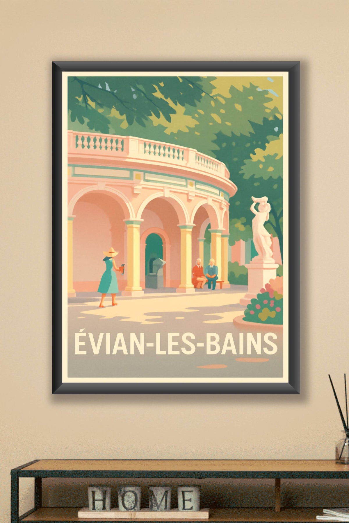 Affiche Évian-les-Bains — Élégance et sérénité au cœur du parc · poster d'art de Évian-les-Bains