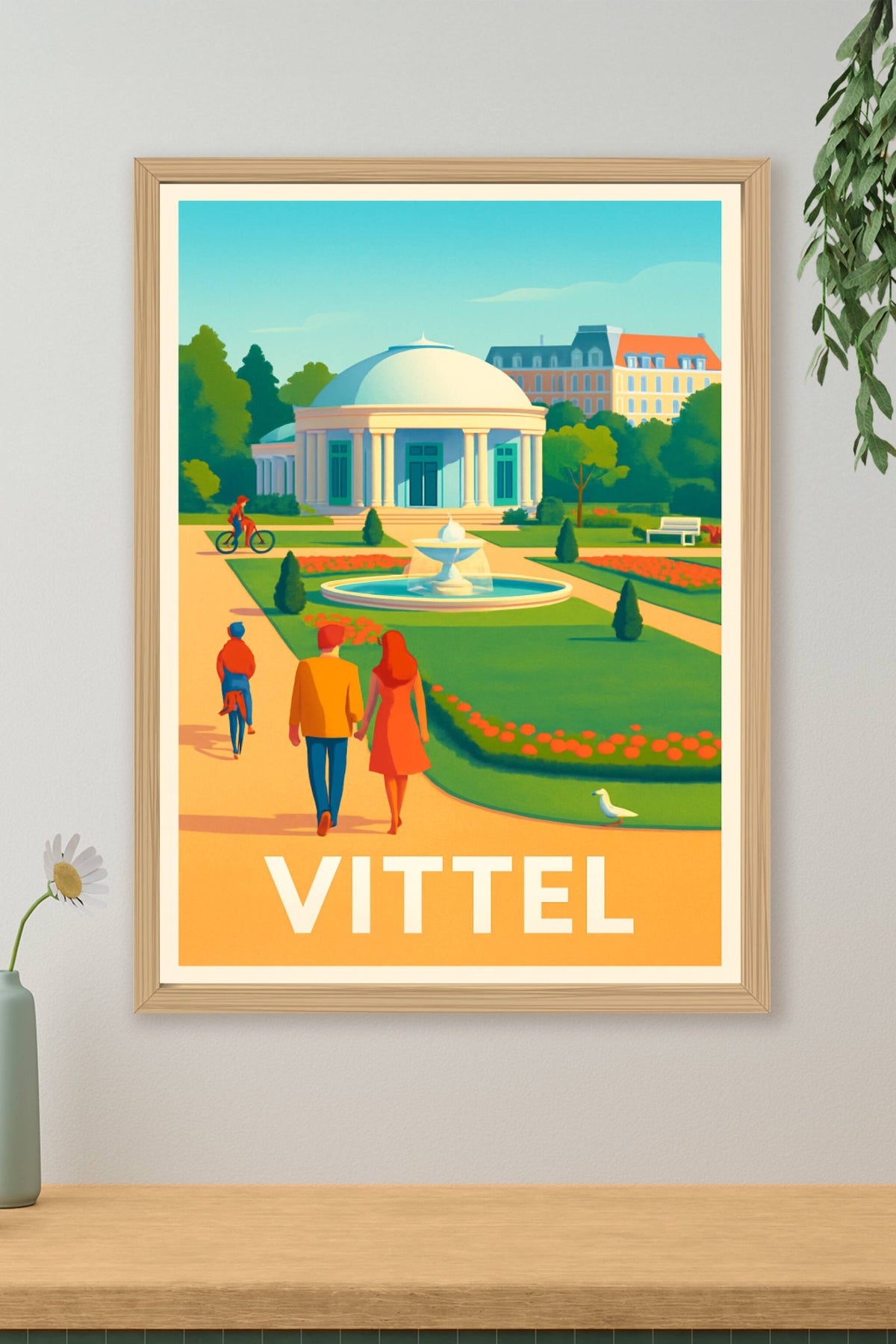 Affiche Vittel — Promenade au cœur des jardins élégants · poster d'art de Vittel