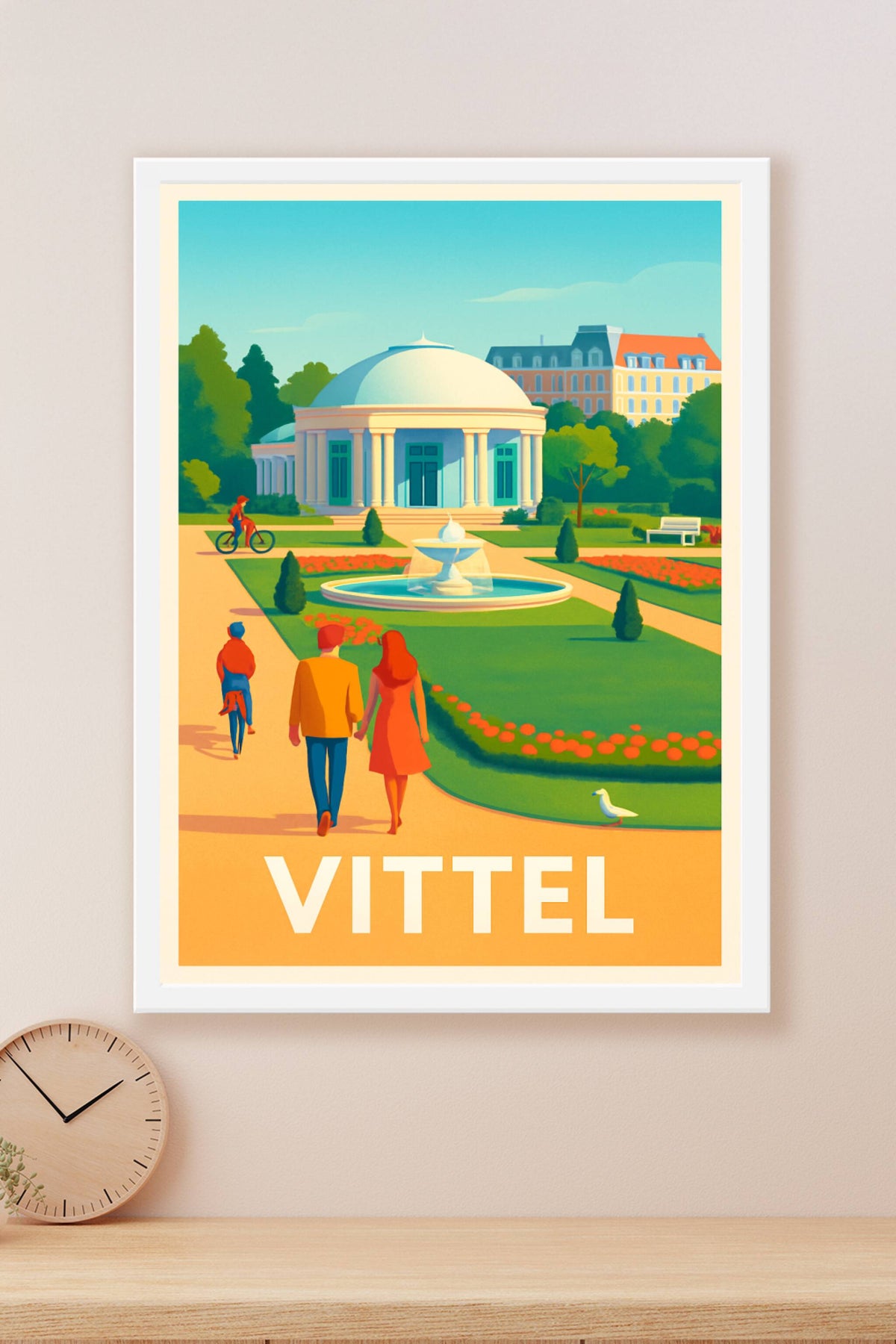 Affiche Vittel — Promenade au cœur des jardins élégants · poster d'art de Vittel
