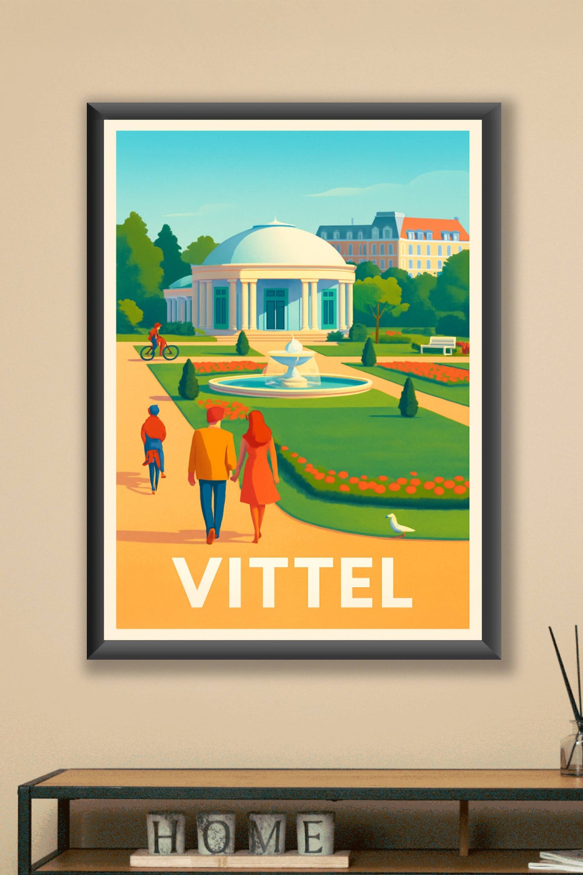 Affiche Vittel — Promenade au cœur des jardins élégants · poster d'art de Vittel