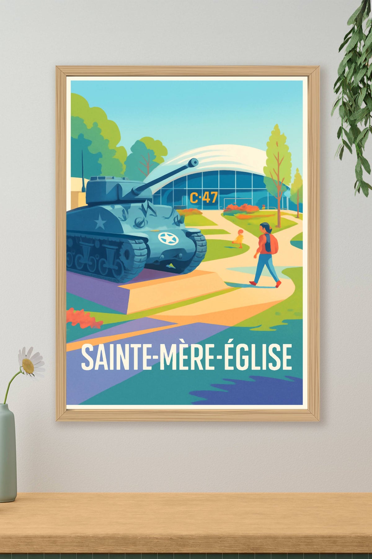 Affiche Sainte-Mère-Église — Un hommage vibrant à l'histoire · poster d'art de Sainte-Mère-Église