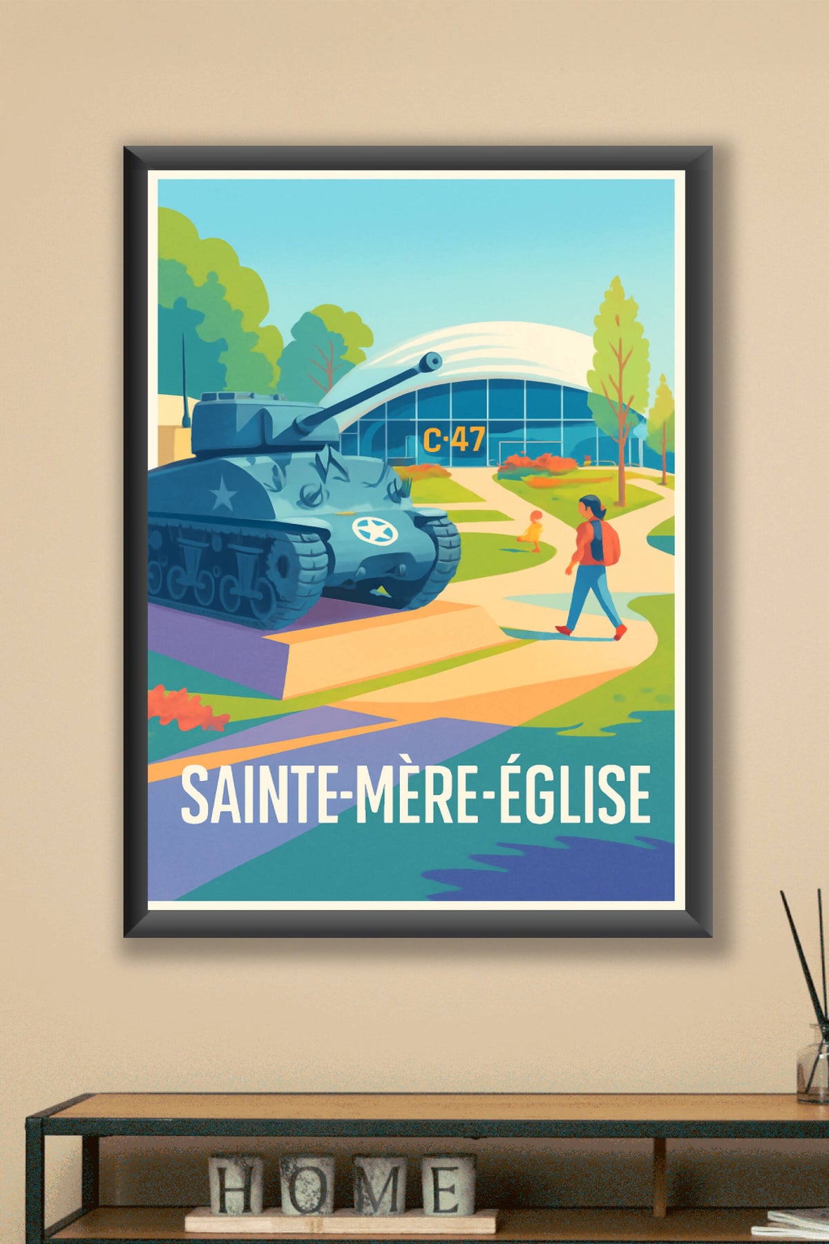 Affiche Sainte-Mère-Église — Un hommage vibrant à l'histoire · poster d'art de Sainte-Mère-Église
