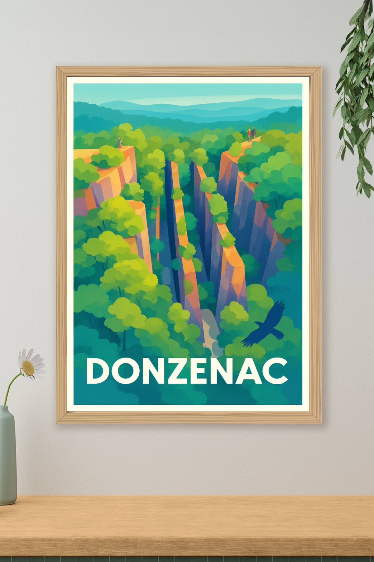 Affiche Donzenac — L'émerveillement des falaises verdoyantes · poster d'art de Donzenac
