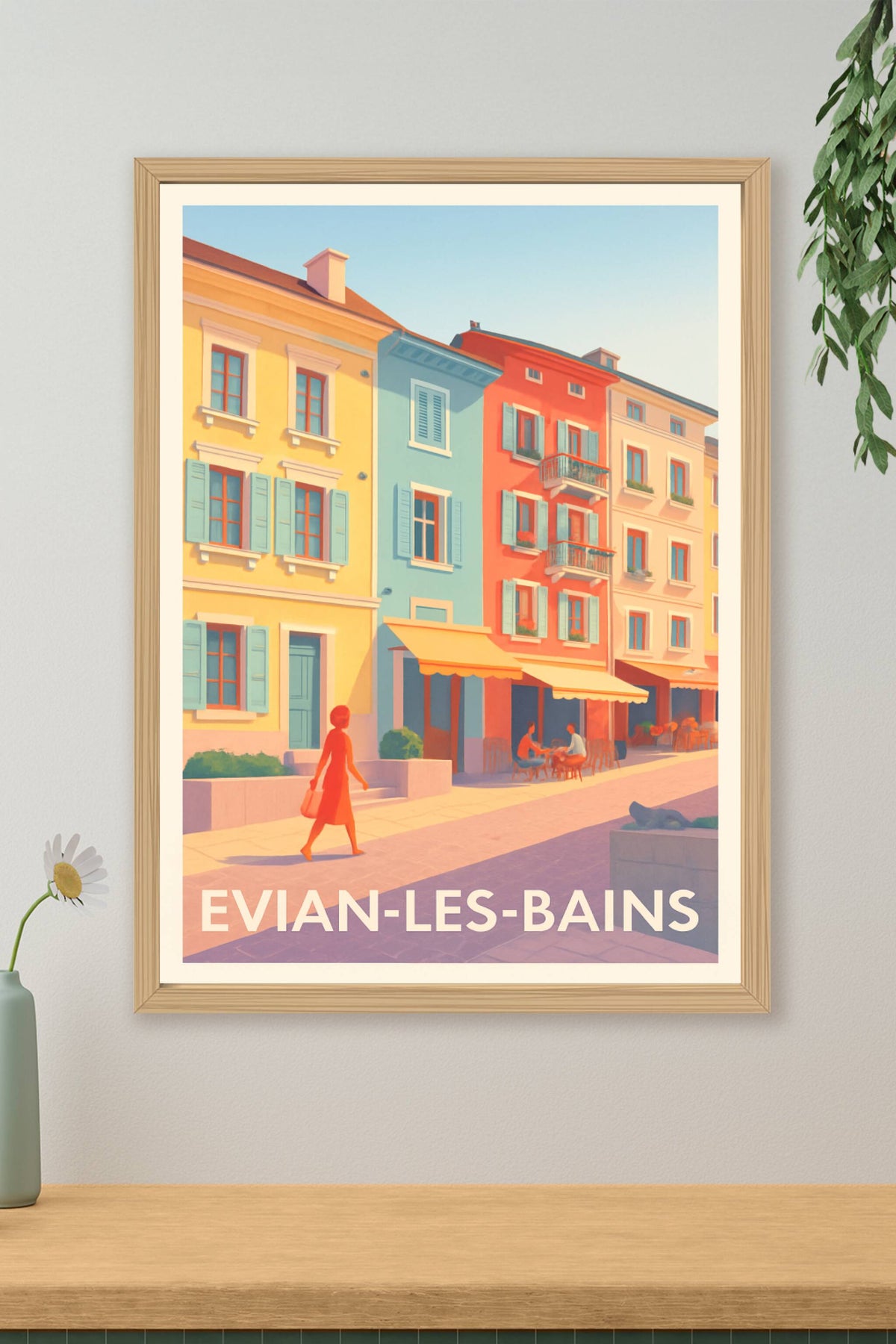 Affiche Evian-les-Bains — Charme et douceur au bord du lac · poster d'art de Evian-les-Bains
