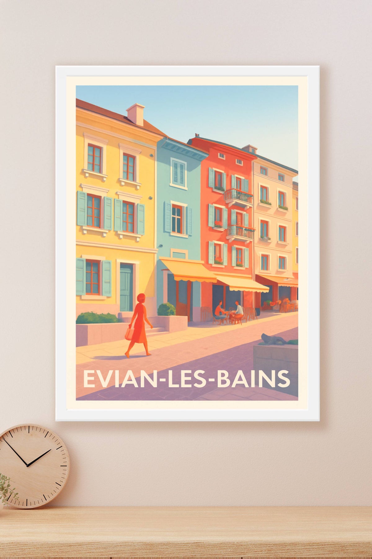 Affiche Evian-les-Bains — Charme et douceur au bord du lac · poster d'art de Evian-les-Bains
