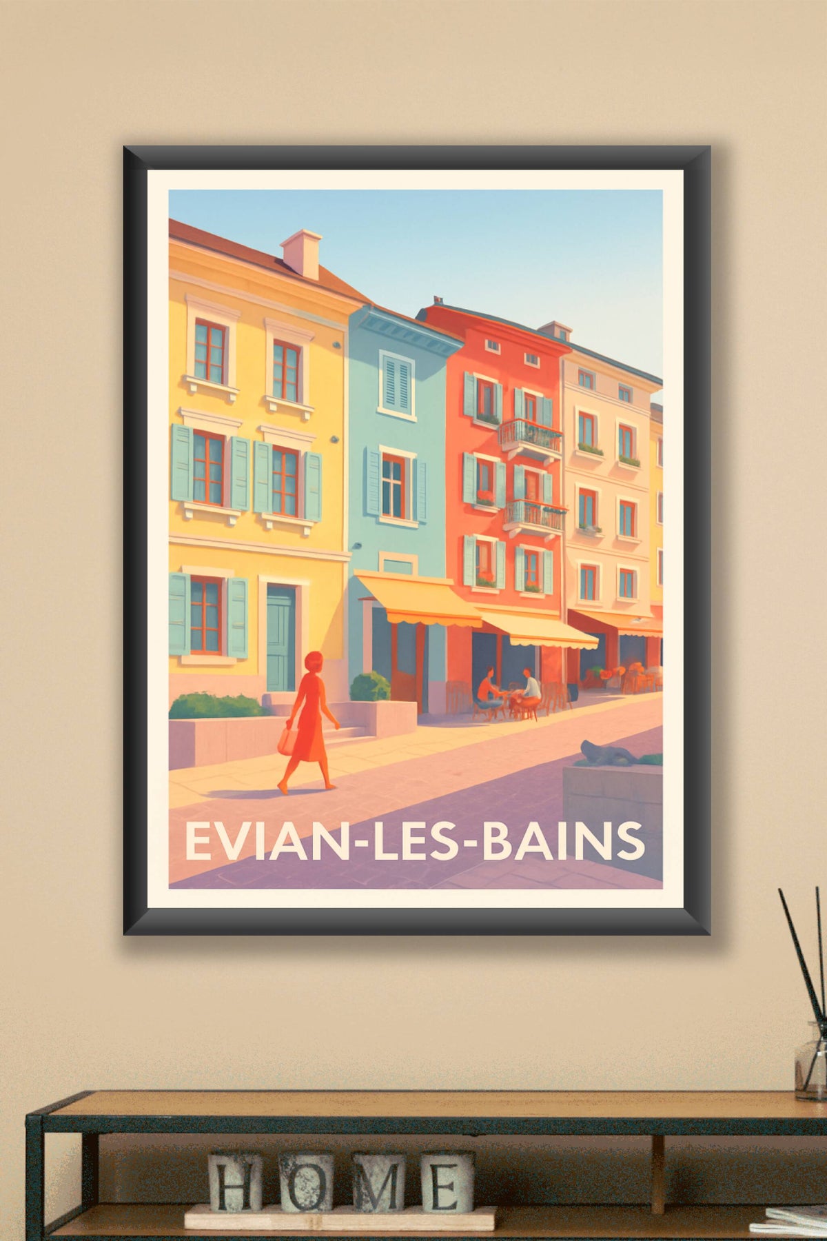 Affiche Evian-les-Bains — Charme et douceur au bord du lac · poster d'art de Evian-les-Bains