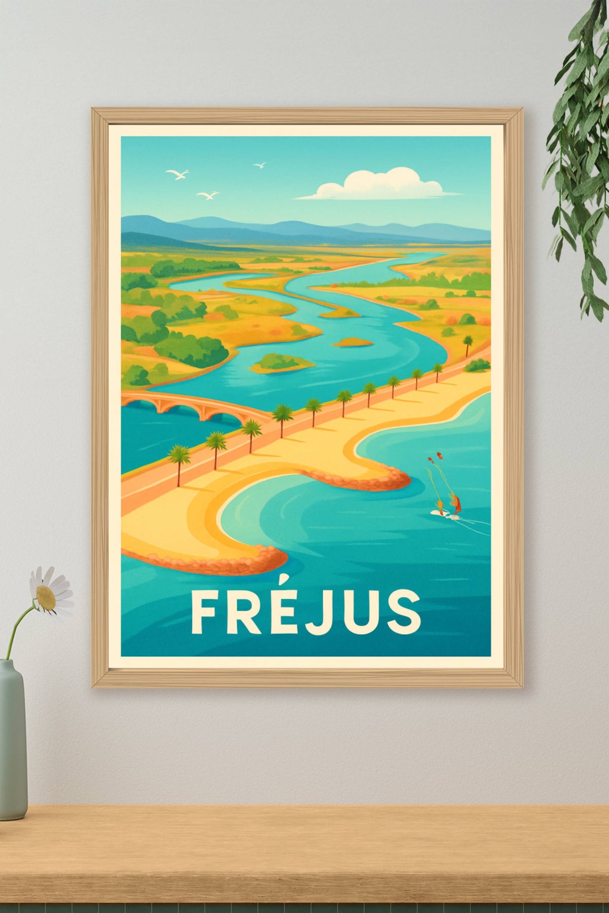 Affiche Fréjus — Le charme naturel en bord de mer · poster d'art de Fréjus
