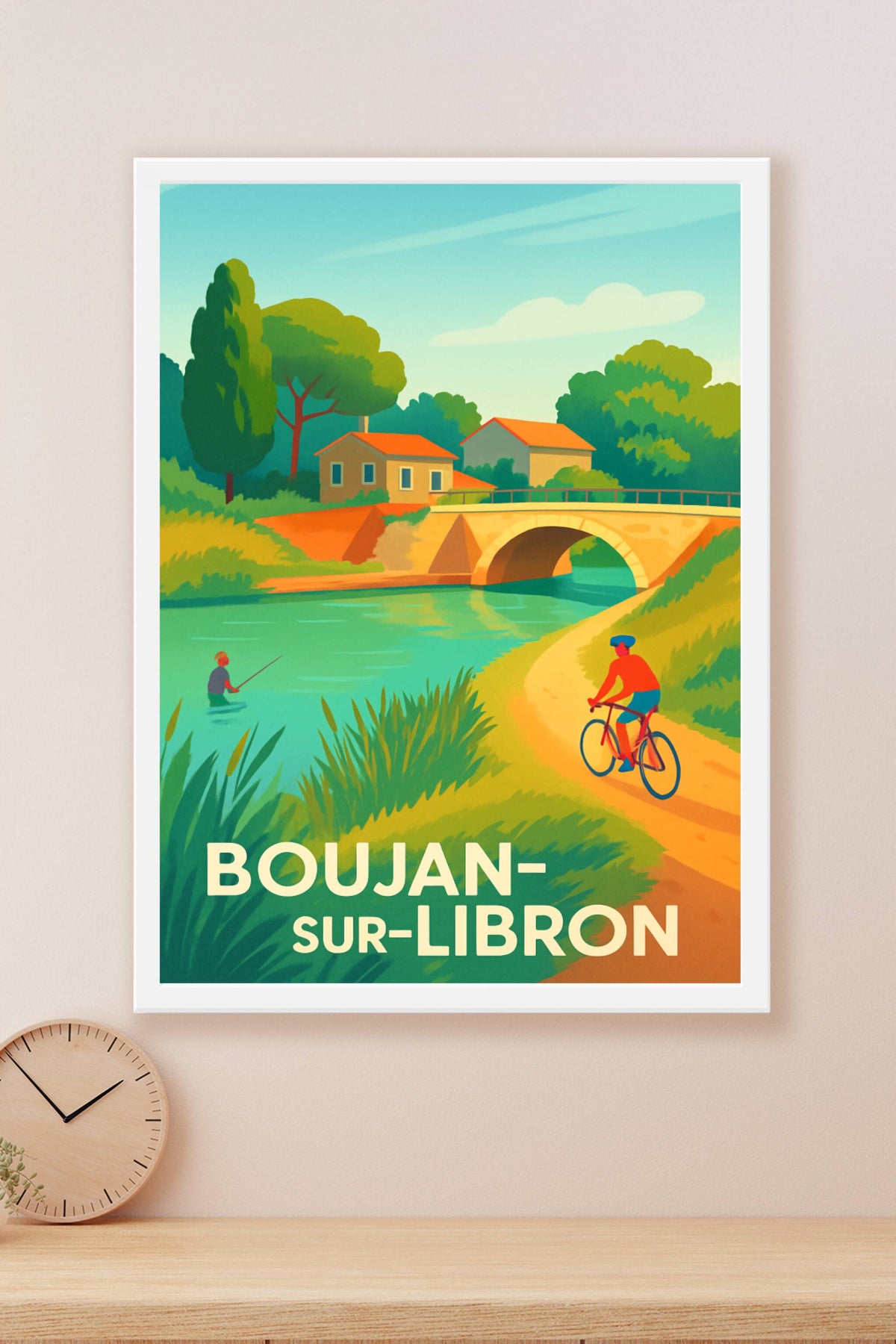 Affiche Boujan-sur-Libron — Charme bucolique au fil de l'eau · poster d'art de Boujan-sur-Libron