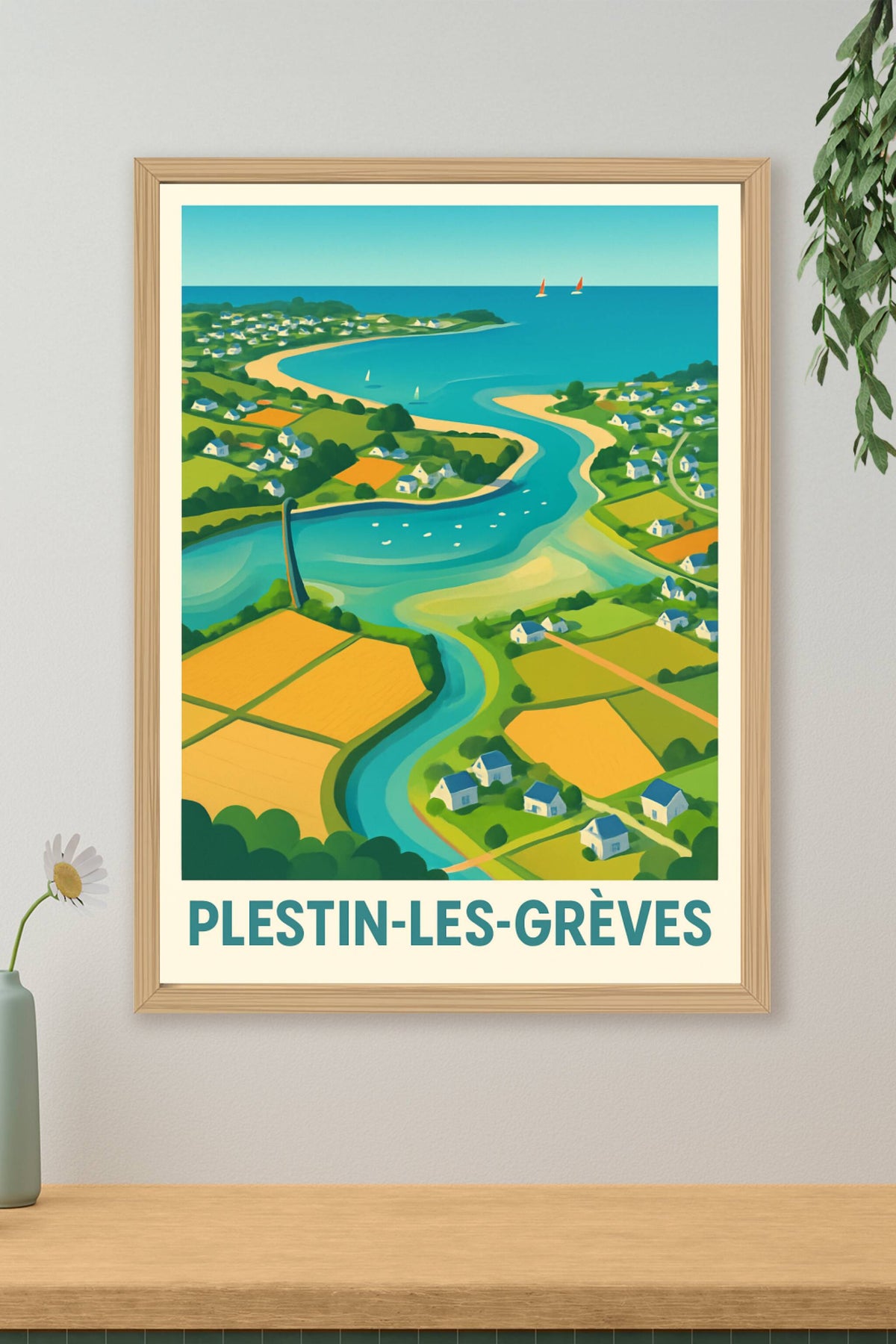 Affiche Plestin-les-Grèves — Charme maritime et paysages bretons · poster d'art de Plestin-les-Grèves