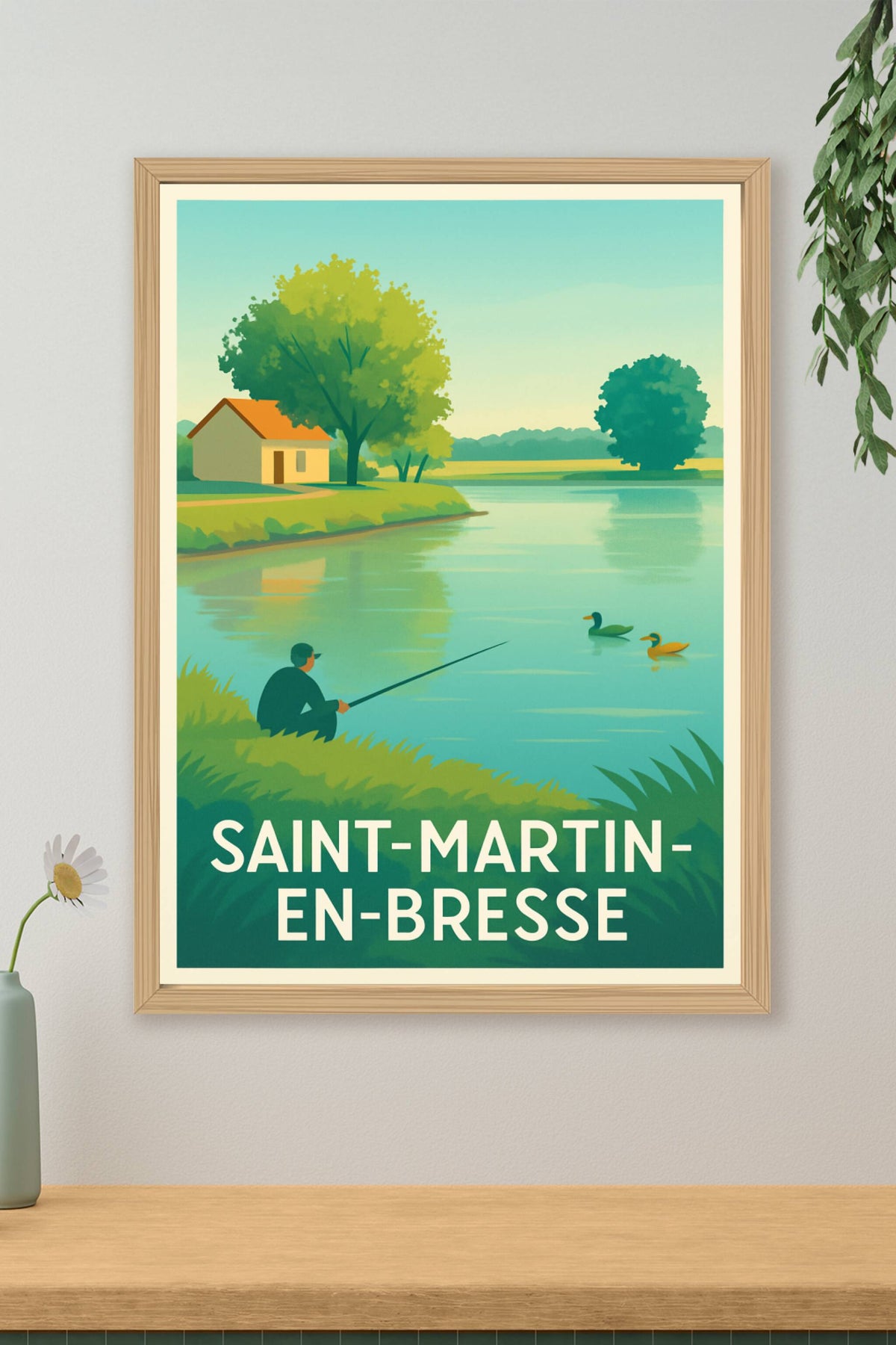 Affiche Saint-Martin-en-Bresse — Sérénité au bord de l'eau · poster d'art de Saint-Martin-en-Bresse