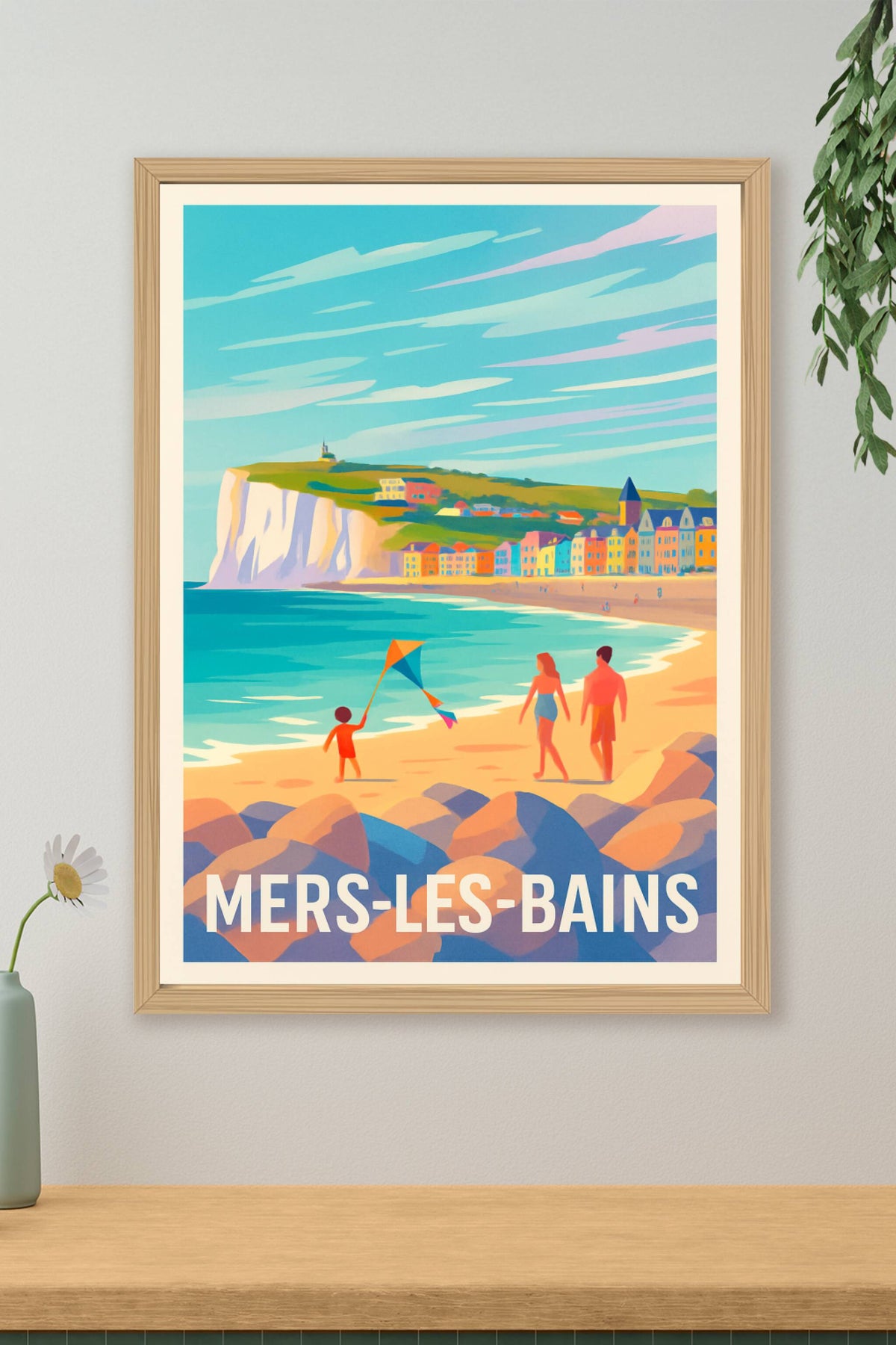 Affiche Mers-les-Bains — Évasion en bord de mer colorée · poster d'art de Mers-les-Bains