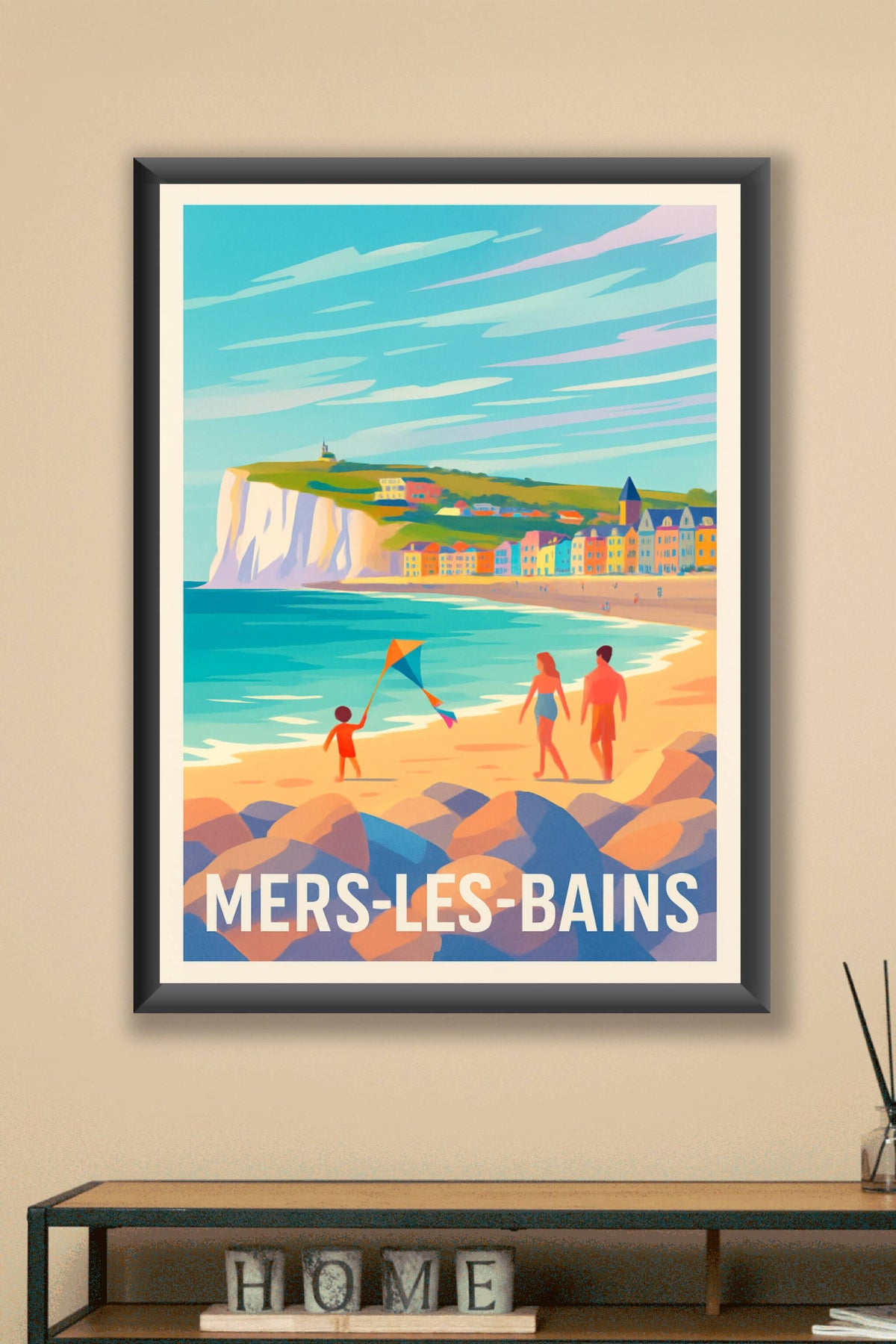 Affiche Mers-les-Bains — Évasion en bord de mer colorée · poster d'art de Mers-les-Bains