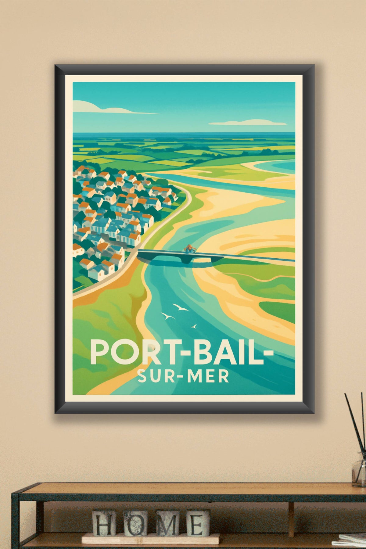 Affiche Port-Bail-sur-Mer — Évasion et sérénité côtière · poster d'art de Port-Bail-sur-Mer