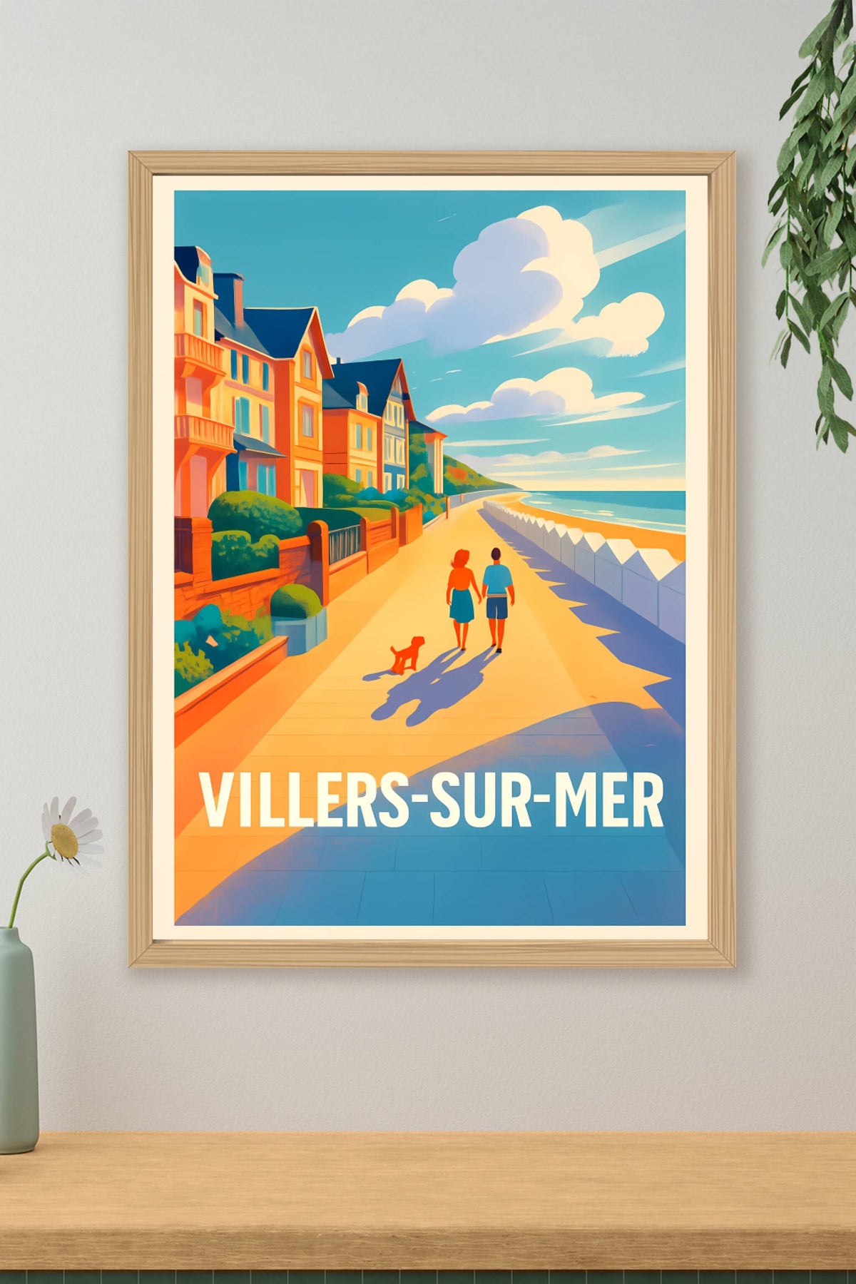 Affiche Villers-sur-Mer — Promenade Ensoleillée Au Bord De La Mer · poster d'art de Villers-sur-Mer