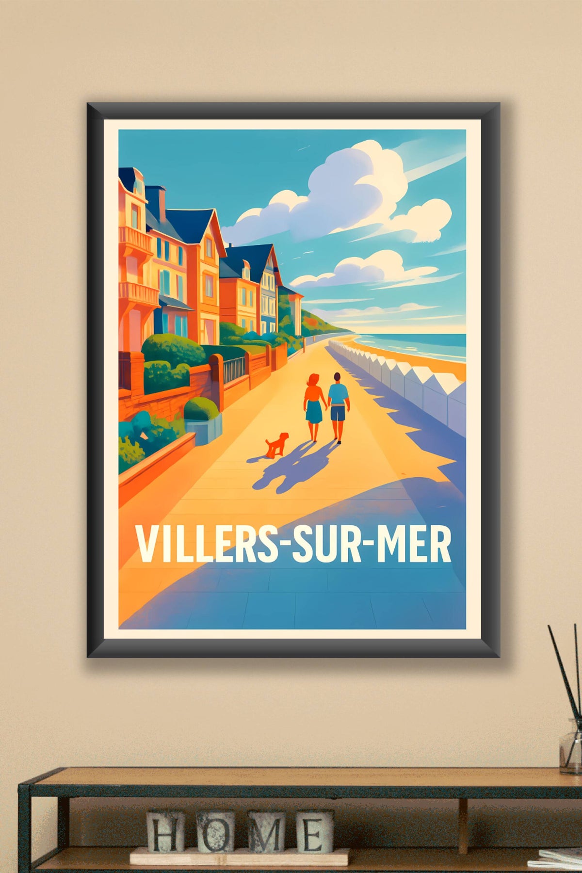 Affiche Villers-sur-Mer — Promenade Ensoleillée Au Bord De La Mer · poster d'art de Villers-sur-Mer
