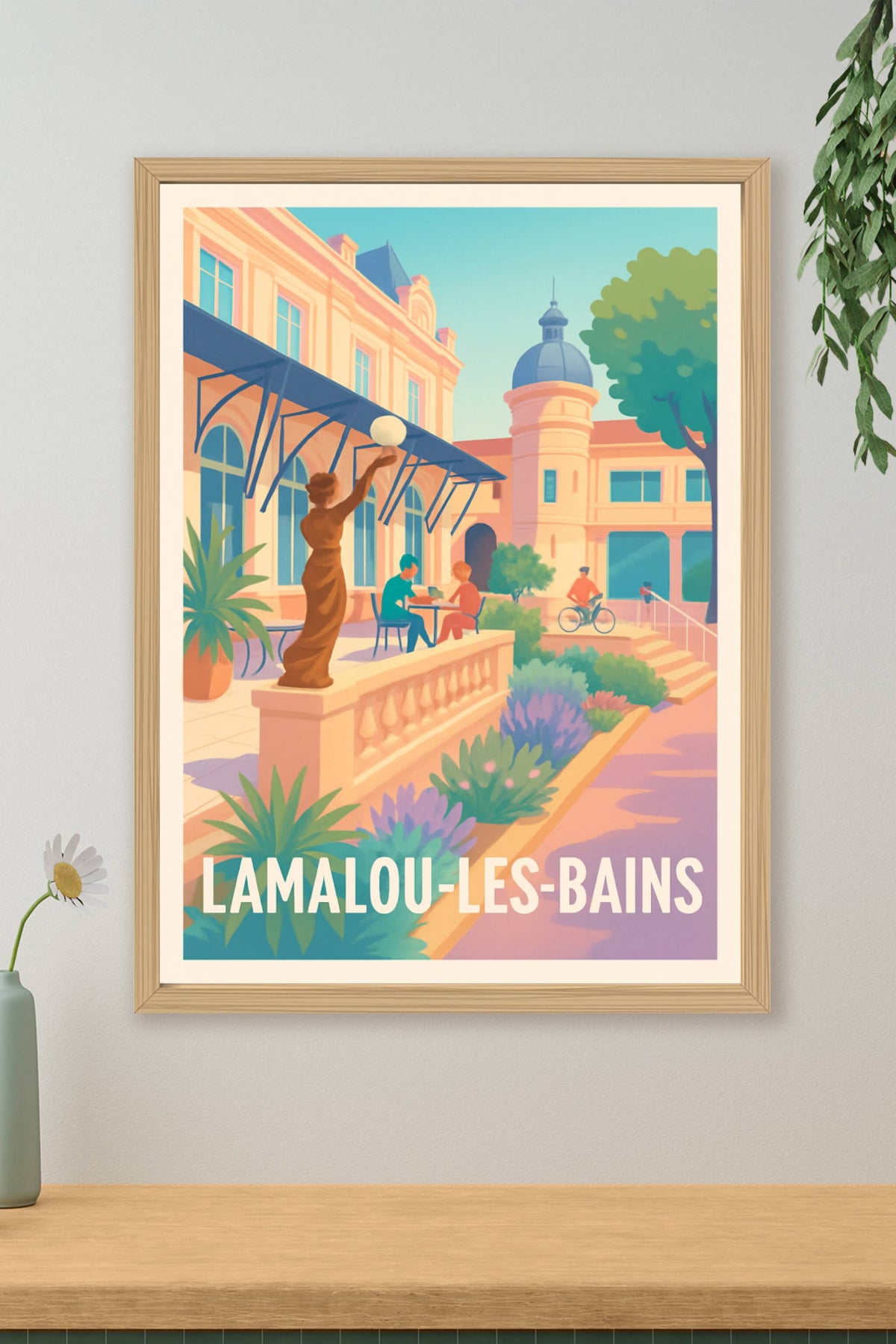 Affiche Lamalou-les-Bains — Charme et sérénité en Occitanie · poster d'art de Lamalou-les-Bains